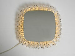 Very Rare Mid-Century Modern Flower Mirror Illuminated by Rupert Nikoll