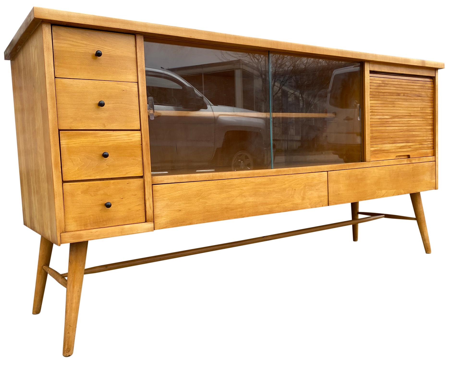 Very Rare Mid-Century Modern Maple Predictor Credenza by Paul McCobb for O’hearn For Sale 6