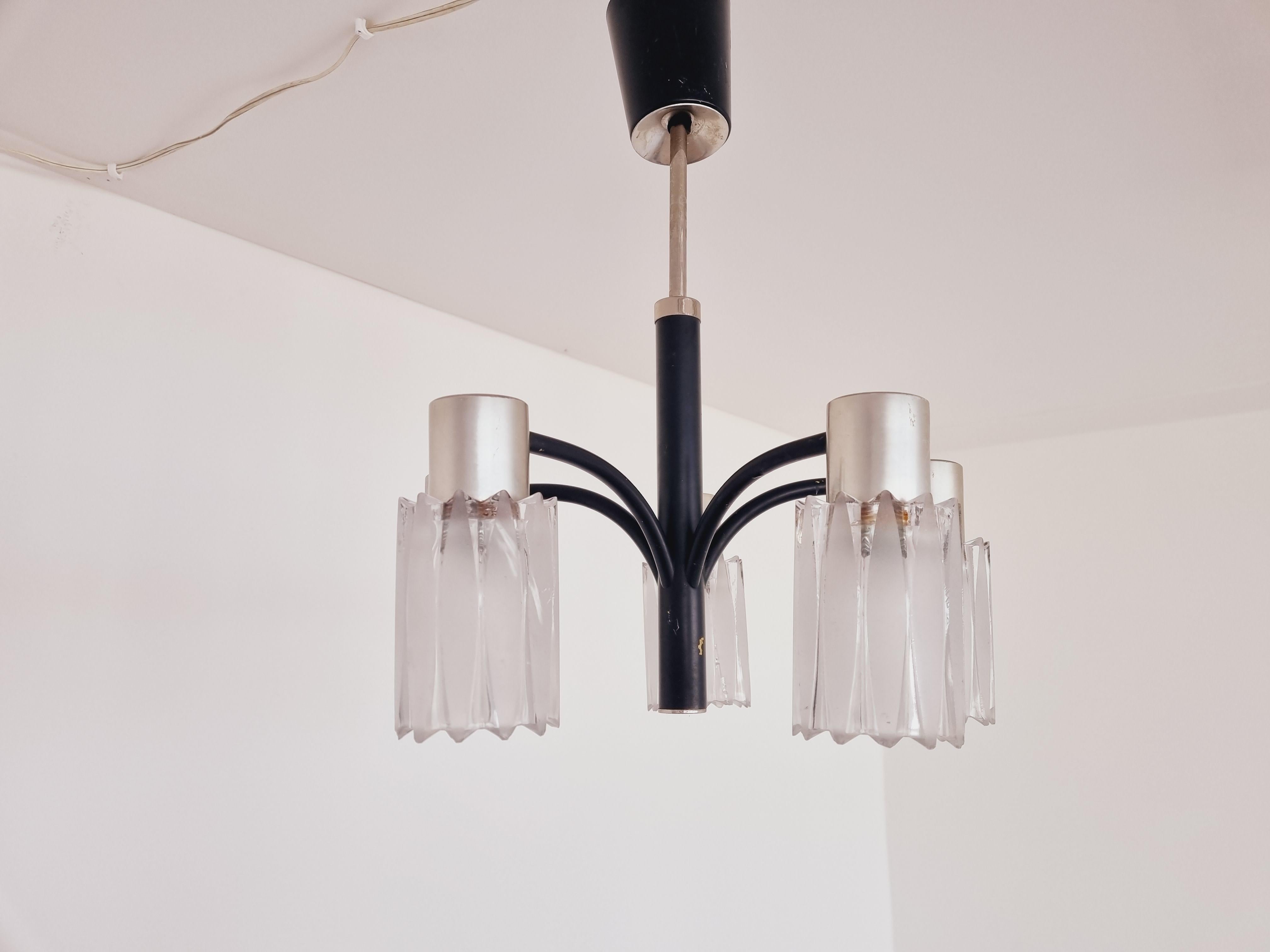 Mid-20th Century Very Rare Midcentury Chandelier, Murano Glass, Italy, 1960s For Sale