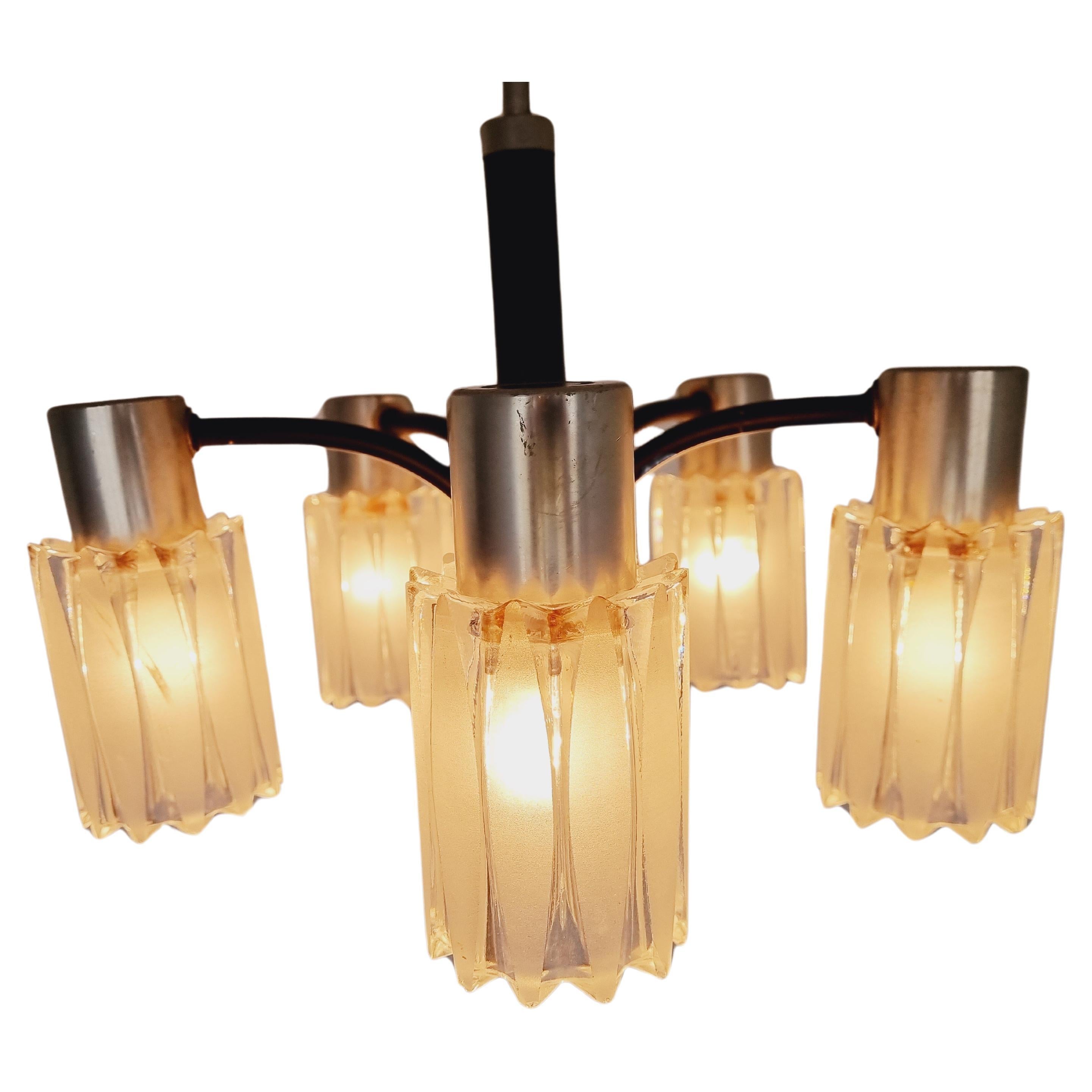 Very Rare Midcentury Chandelier, Murano Glass, Italy, 1960s For Sale