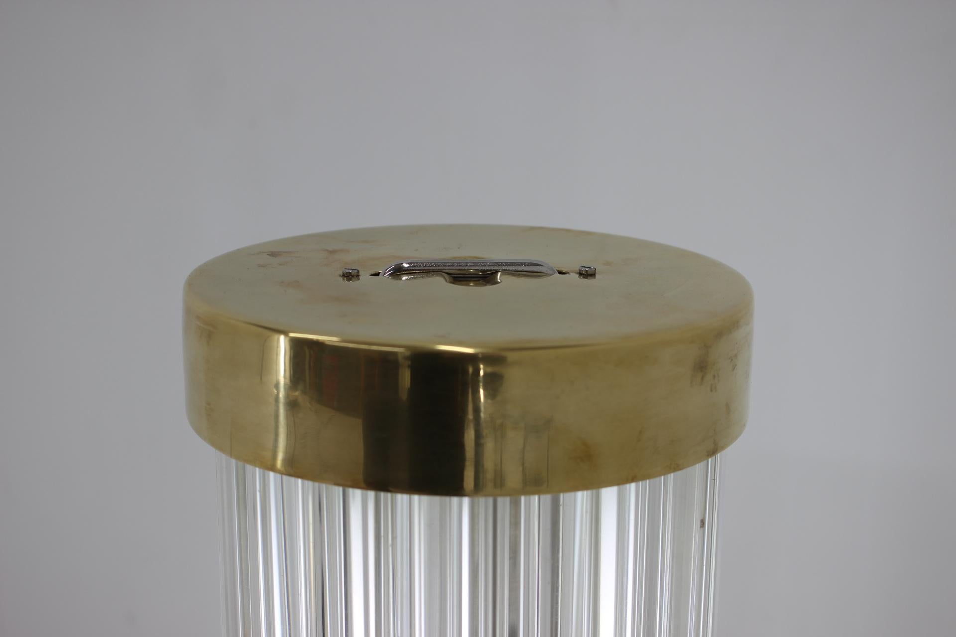 Very Rare Midcentury Glass Brass Floor Lamp Kamenicky Senov/Preciosa, 1960s In Good Condition In Praha, CZ