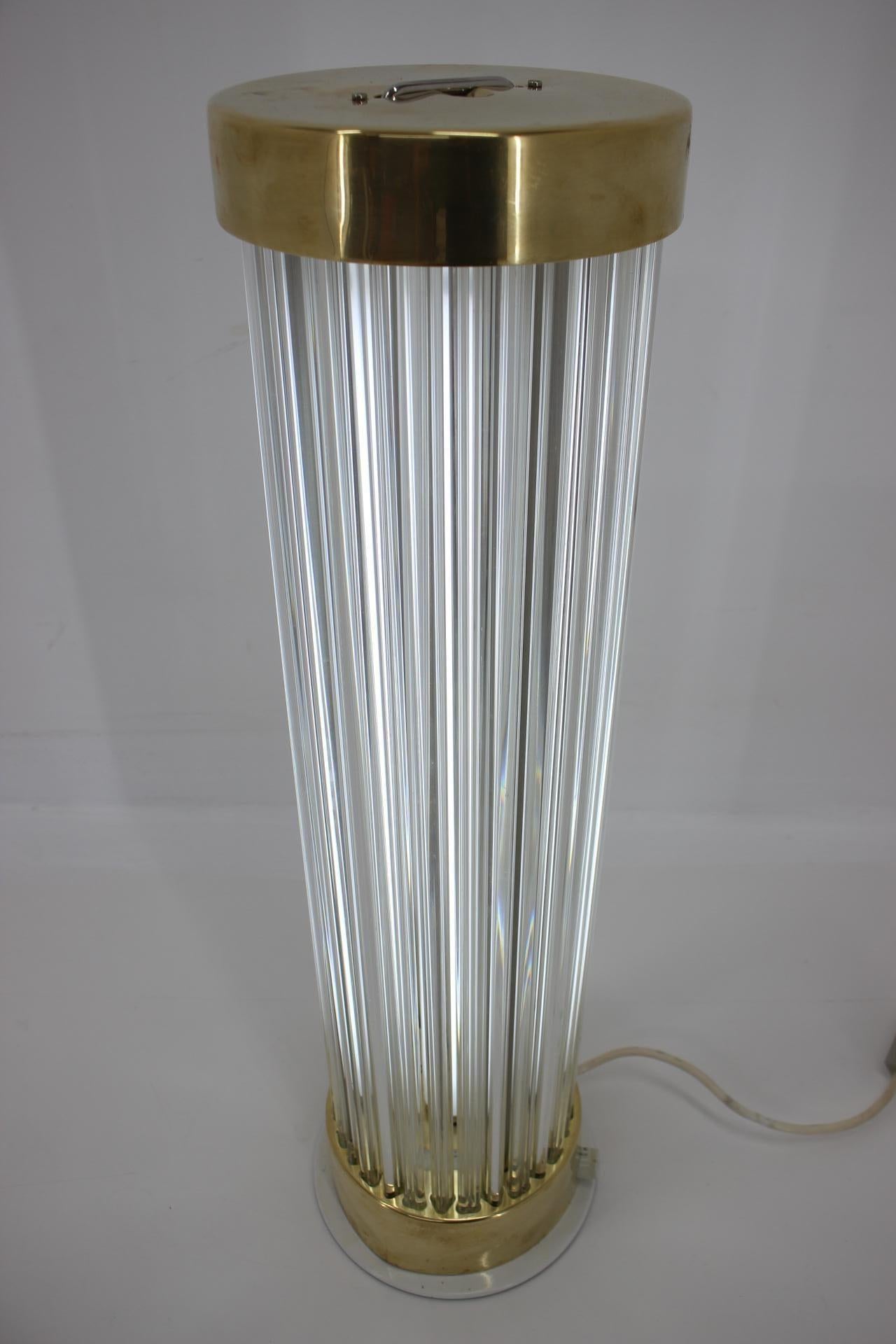 Mid-20th Century Very Rare Midcentury Glass Brass Floor Lamp Kamenicky Senov/Preciosa, 1960s