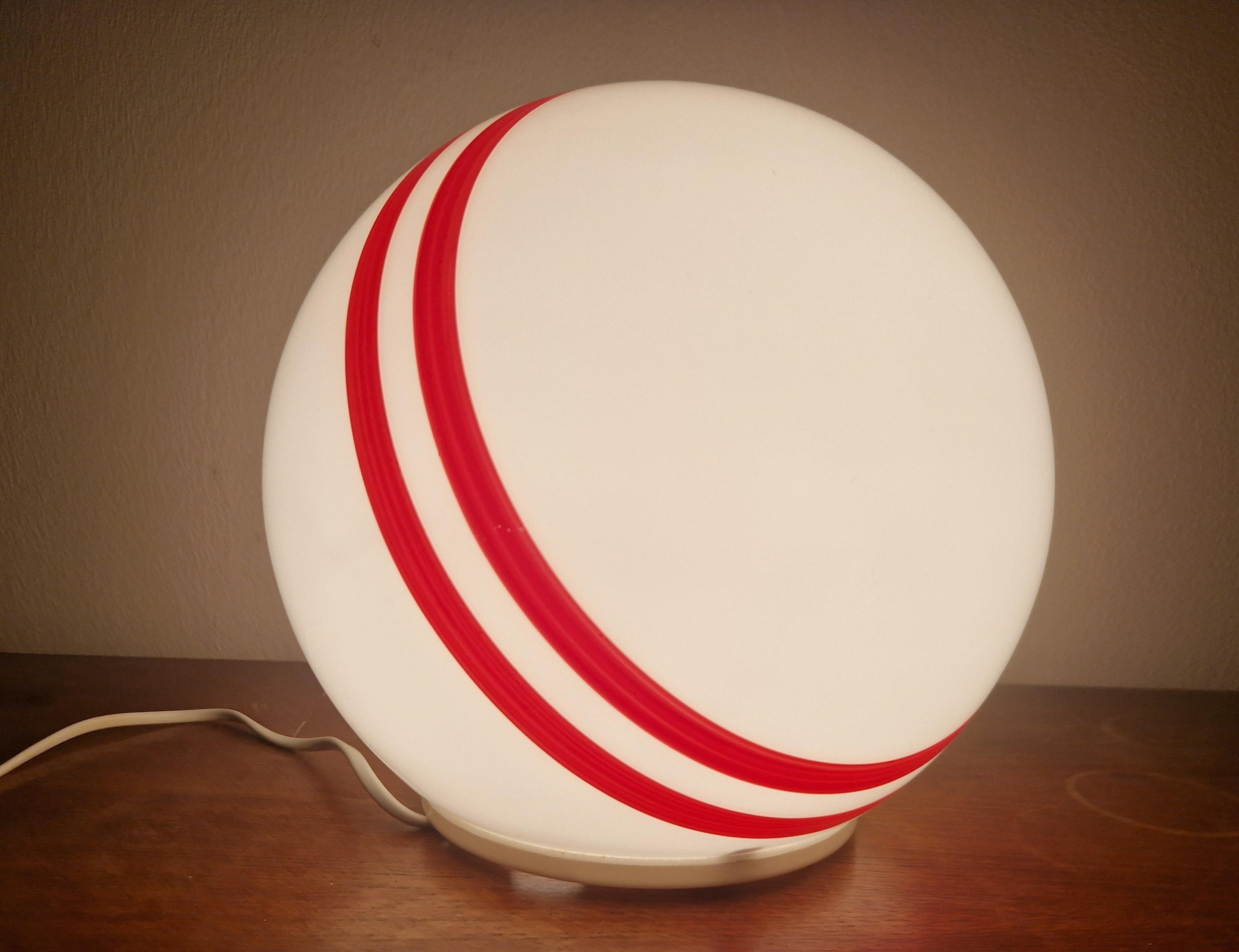 Very Rare Midcentury Table Ball Glass Lamp, 1970s For Sale 3