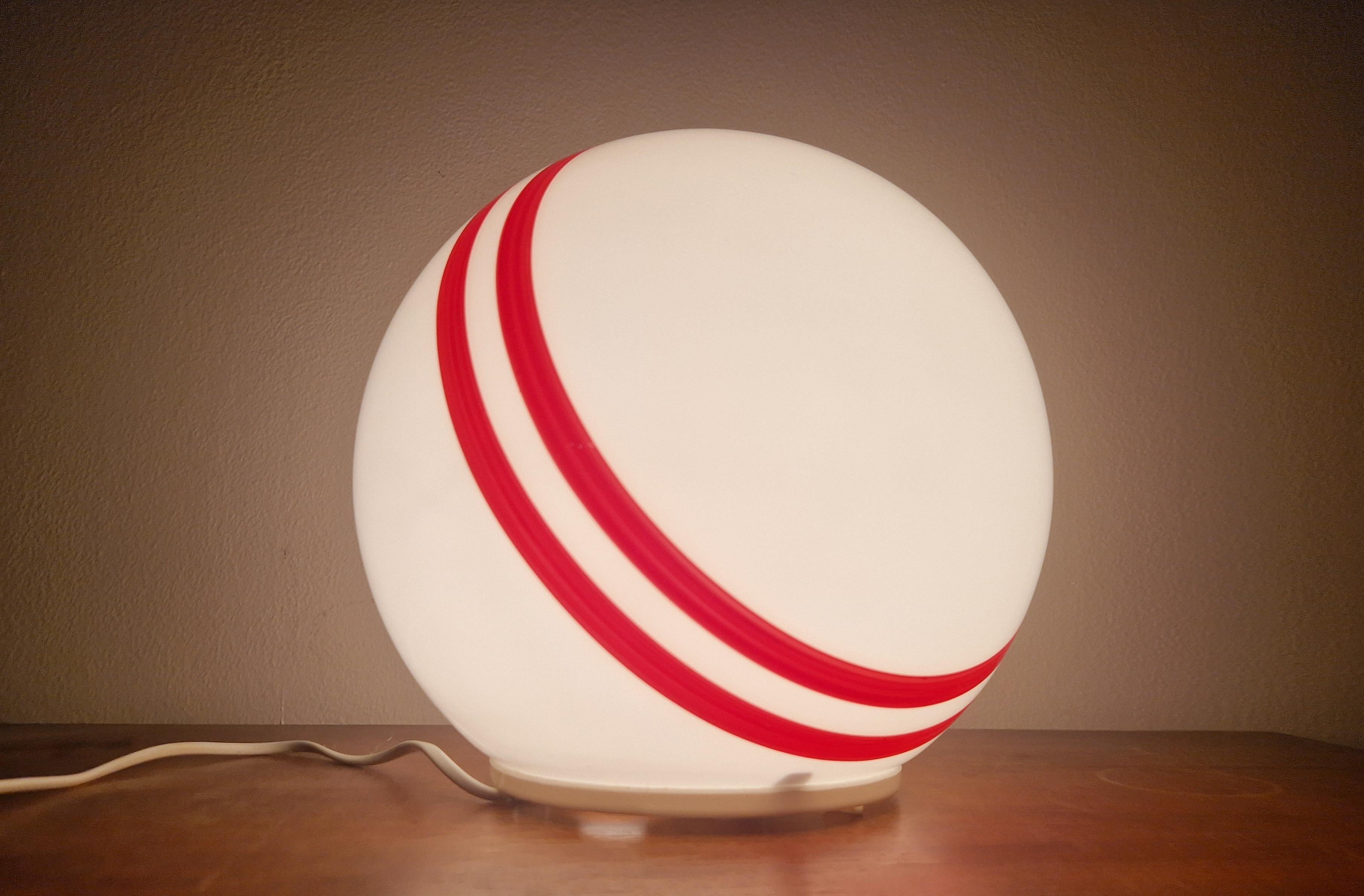 Very Rare Midcentury Table Ball Glass Lamp, 1970s For Sale 4