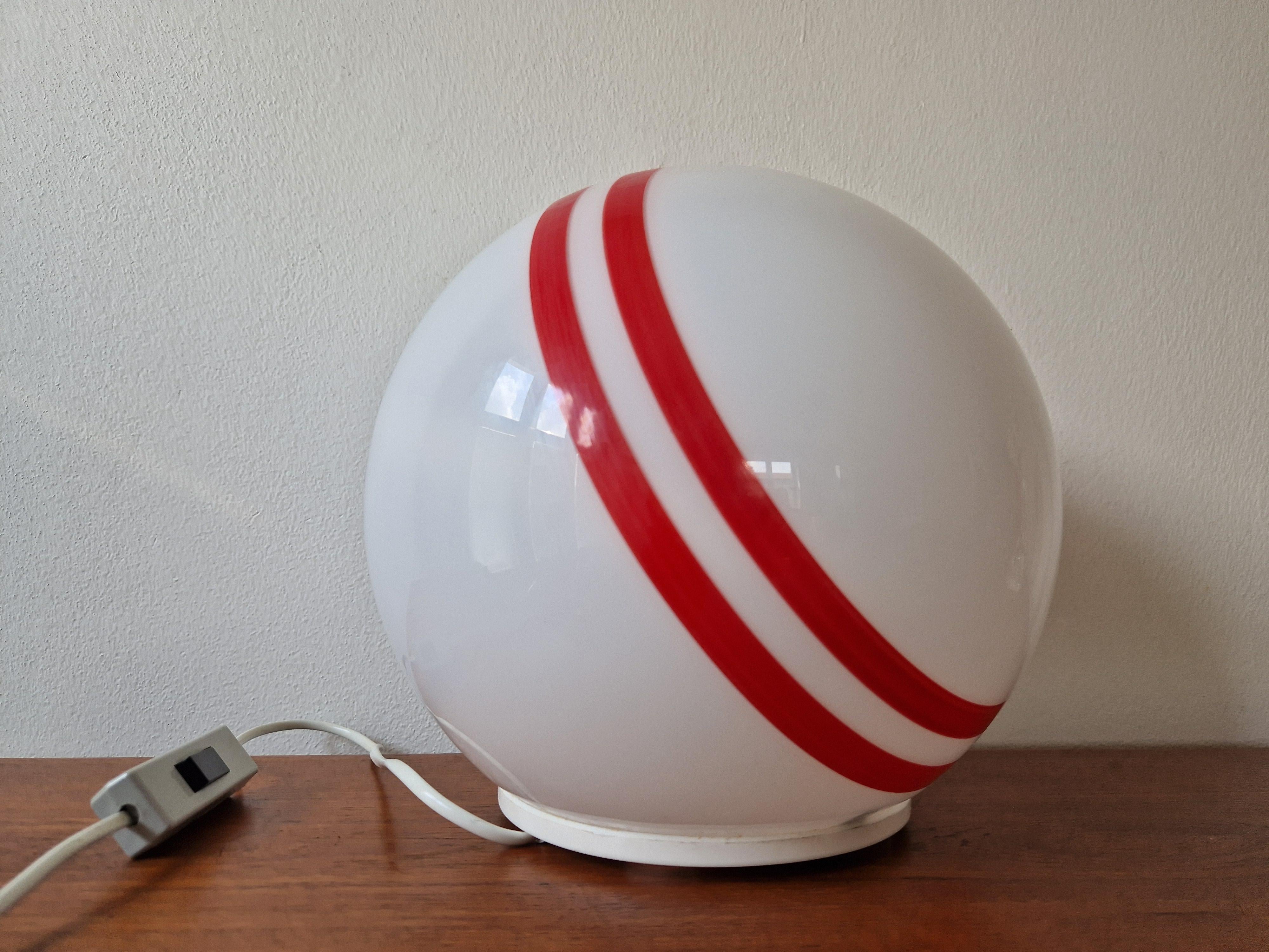 Czech Very Rare Midcentury Table Ball Glass Lamp, 1970s For Sale