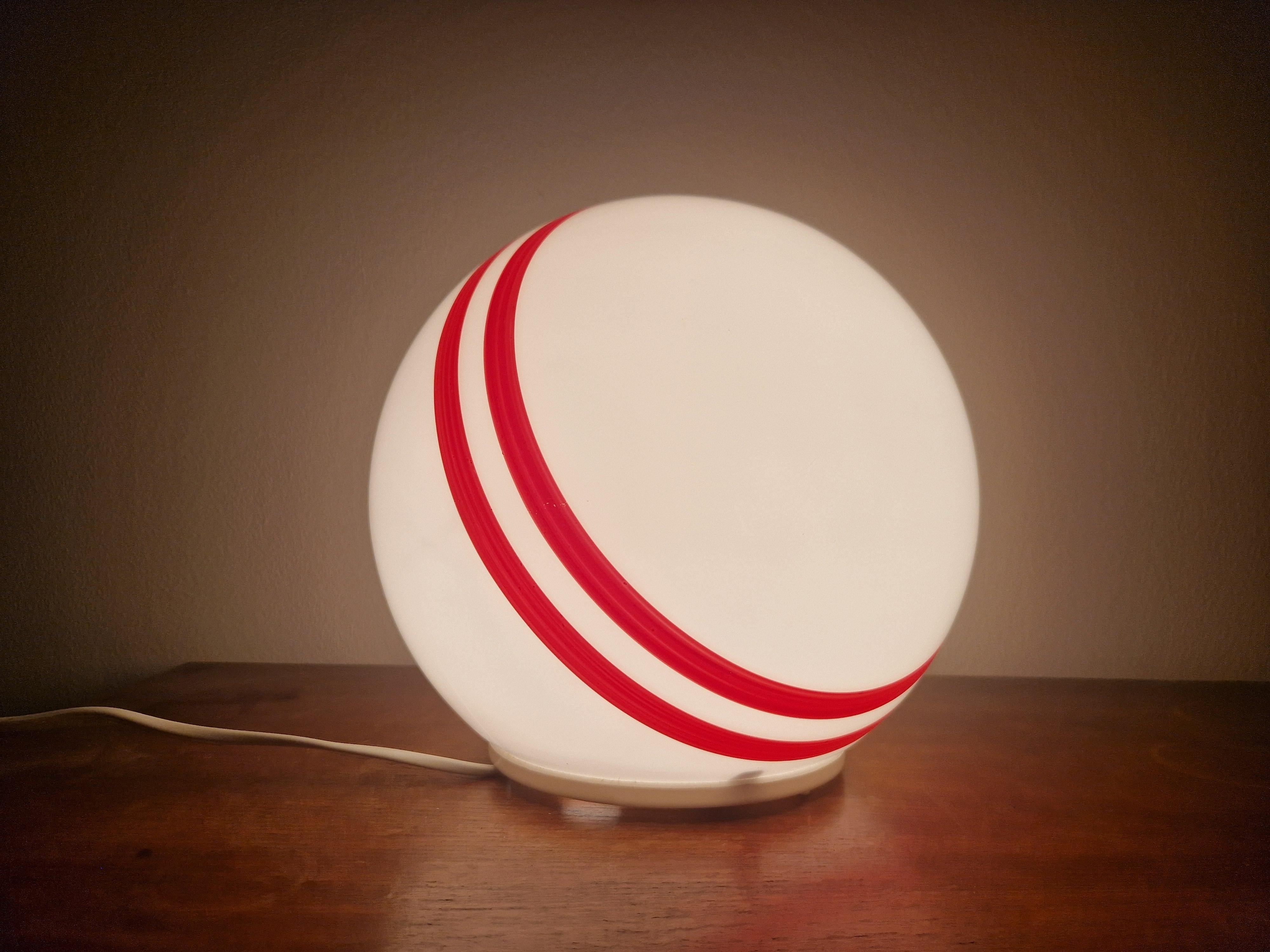 Late 20th Century Very Rare Midcentury Table Ball Glass Lamp, 1970s For Sale