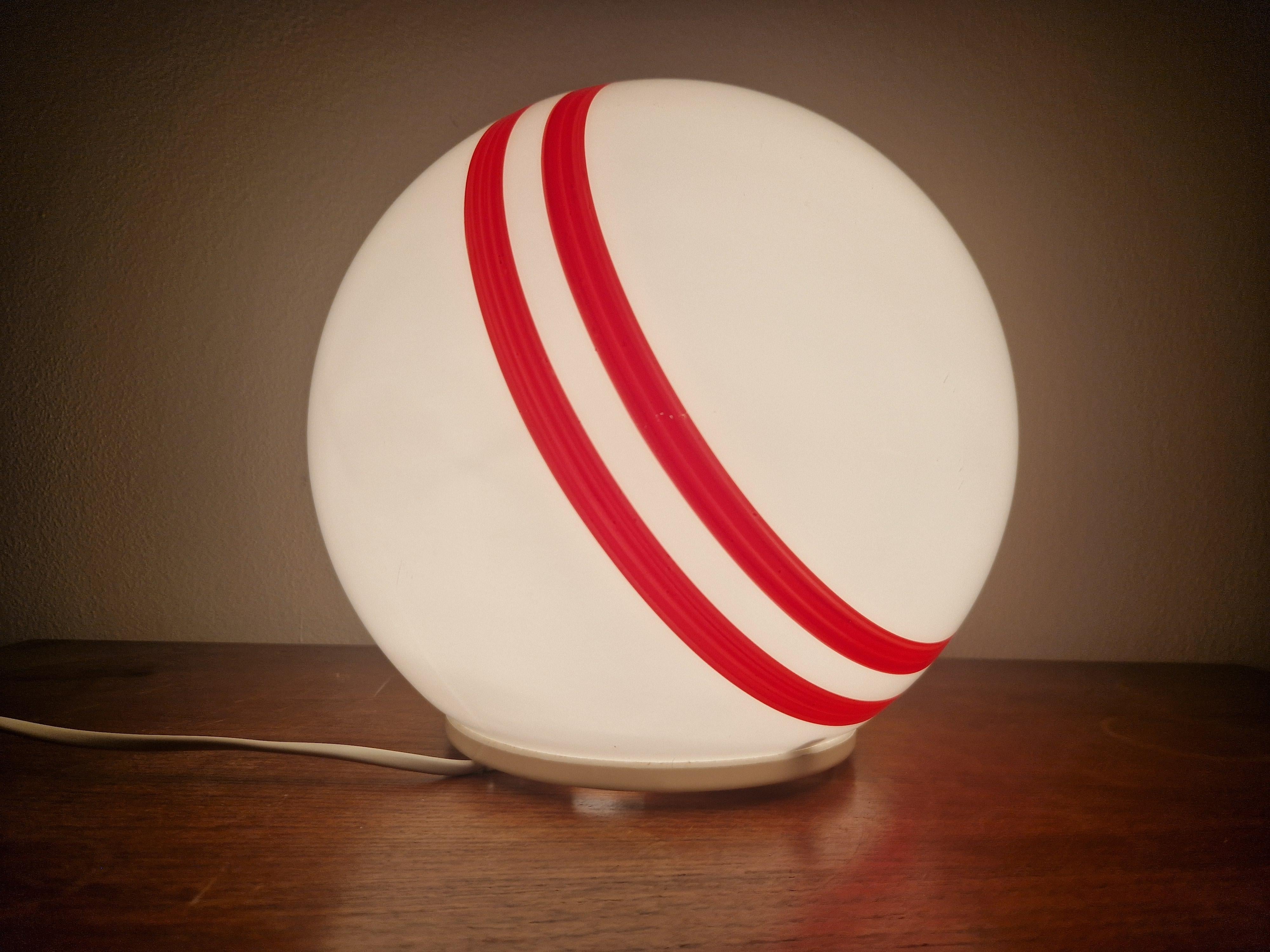 Very Rare Midcentury Table Ball Glass Lamp, 1970s For Sale 1