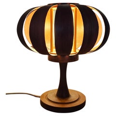 Very Rare Midcentury Veneer Table Lamp, Denmark, 1960s.