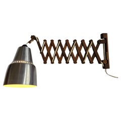 Very Rare Midcentury Wall Scissor Lamp, Sweden, 1960s