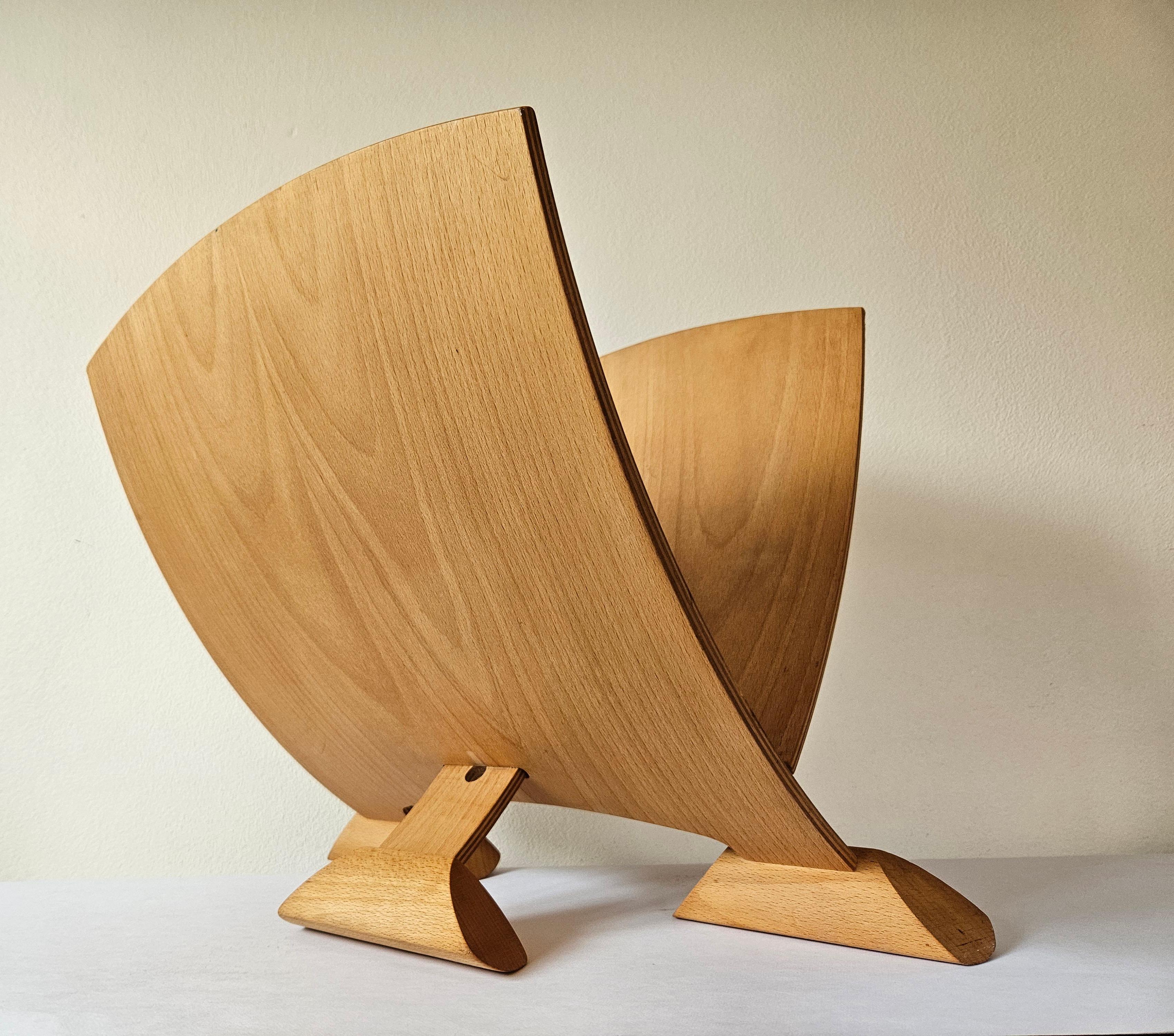 Very Rare Midcentury Wood Design Magazine Rack, 1970s For Sale 5