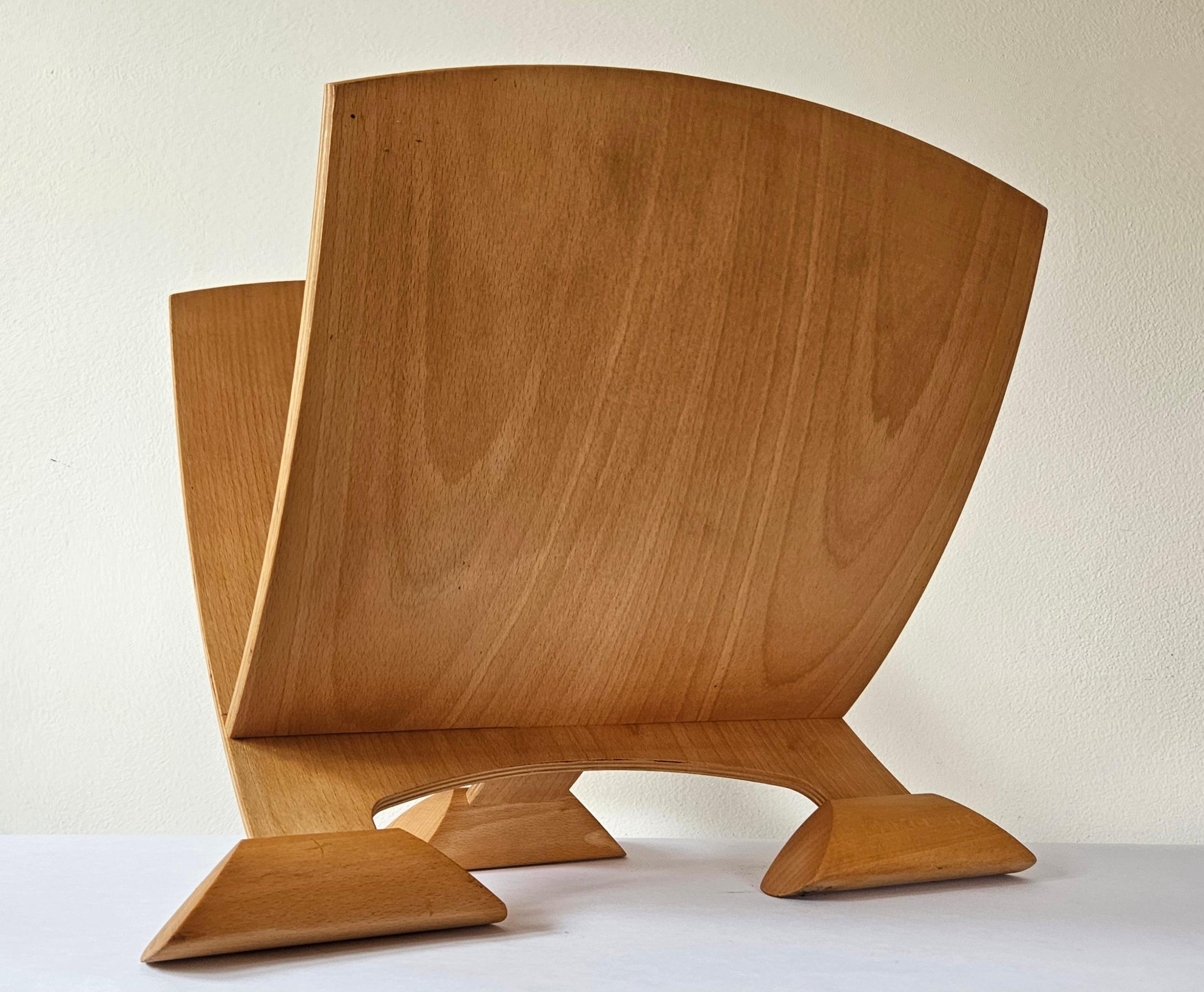 Very Rare Midcentury Wood Design Magazine Rack, 1970s For Sale 6