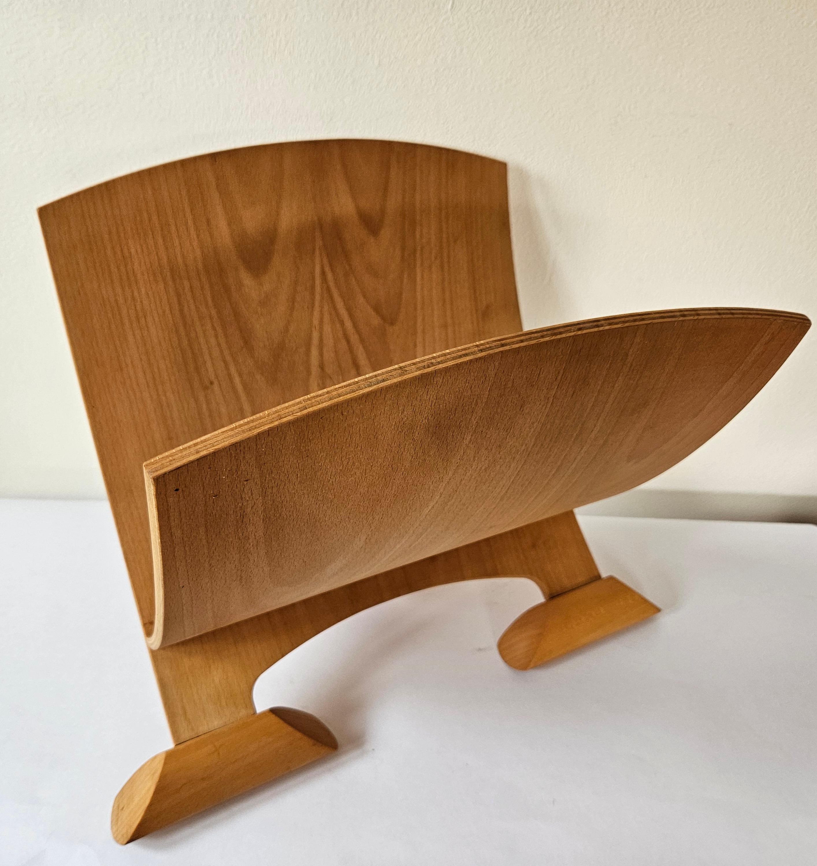 Very Rare Midcentury Wood Design Magazine Rack, 1970s For Sale 8