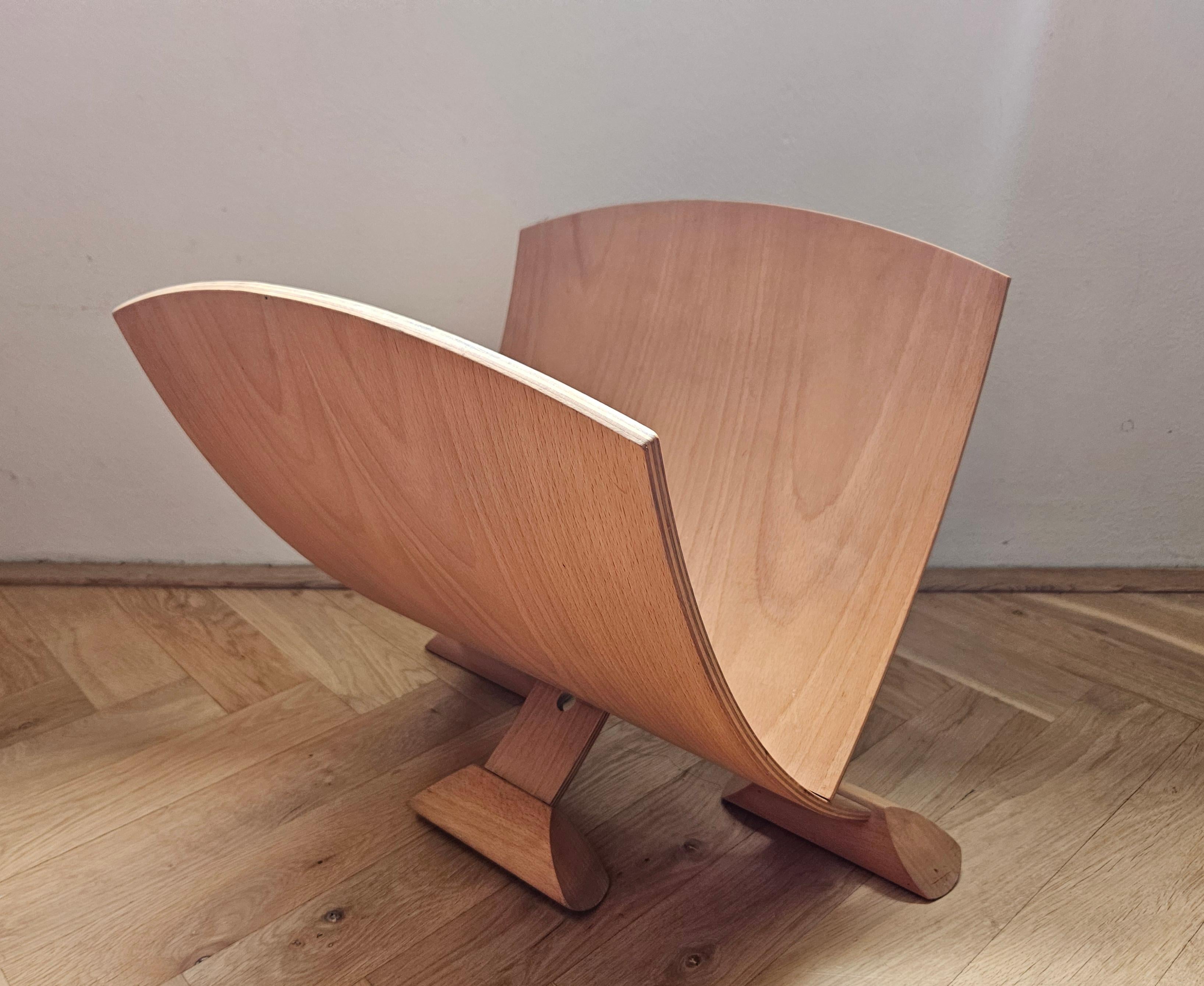 Mid-Century Modern Very Rare Midcentury Wood Design Magazine Rack, 1970s For Sale