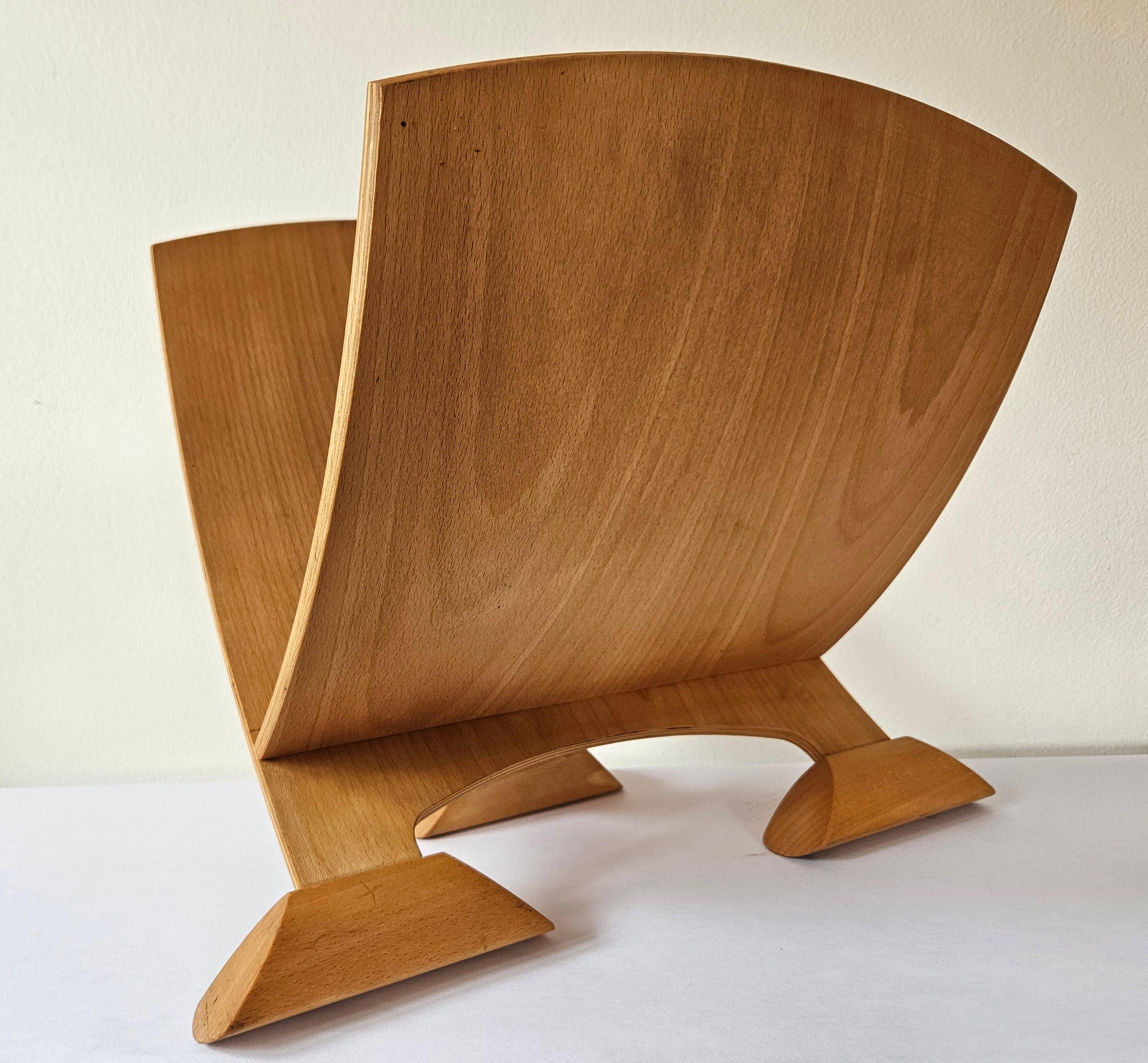 Very Rare Midcentury Wood Design Magazine Rack, 1970s For Sale 2