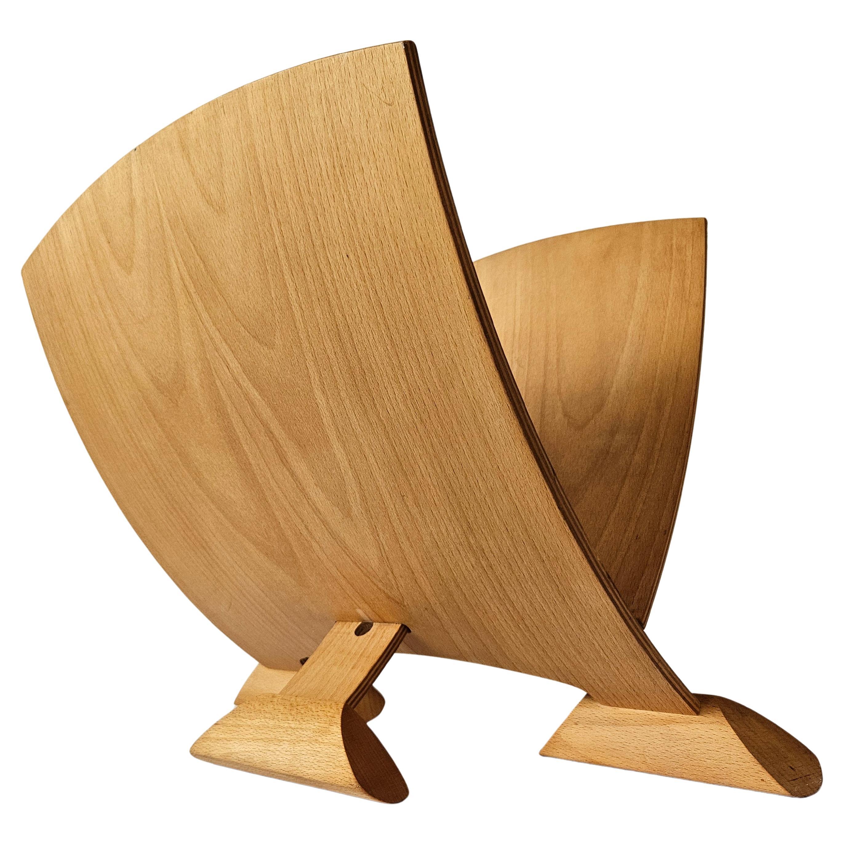 Very Rare Midcentury Wood Design Magazine Rack, 1970s