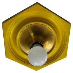 Very Rare Midcentury Yellow, Wall or Ceiling Lamp, Flush Mount, Italy, 1970s