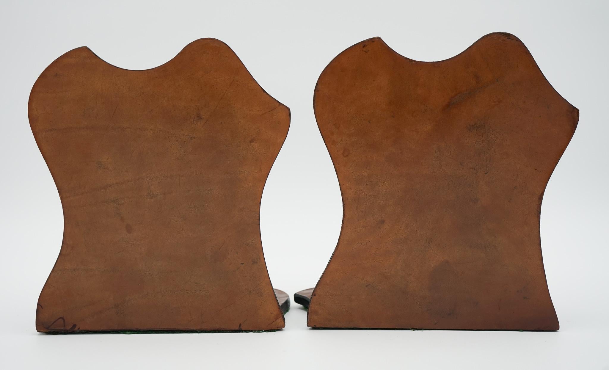 20th Century VERY RARE MOZART AND BEETHOVEN LEATHER BOOKENDS WITH LOVELY PATiNA For Sale