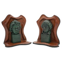 SELTENE Buchstützen ausOZART- und BEETHOVEN-Leder mit lieblicher PATiNA