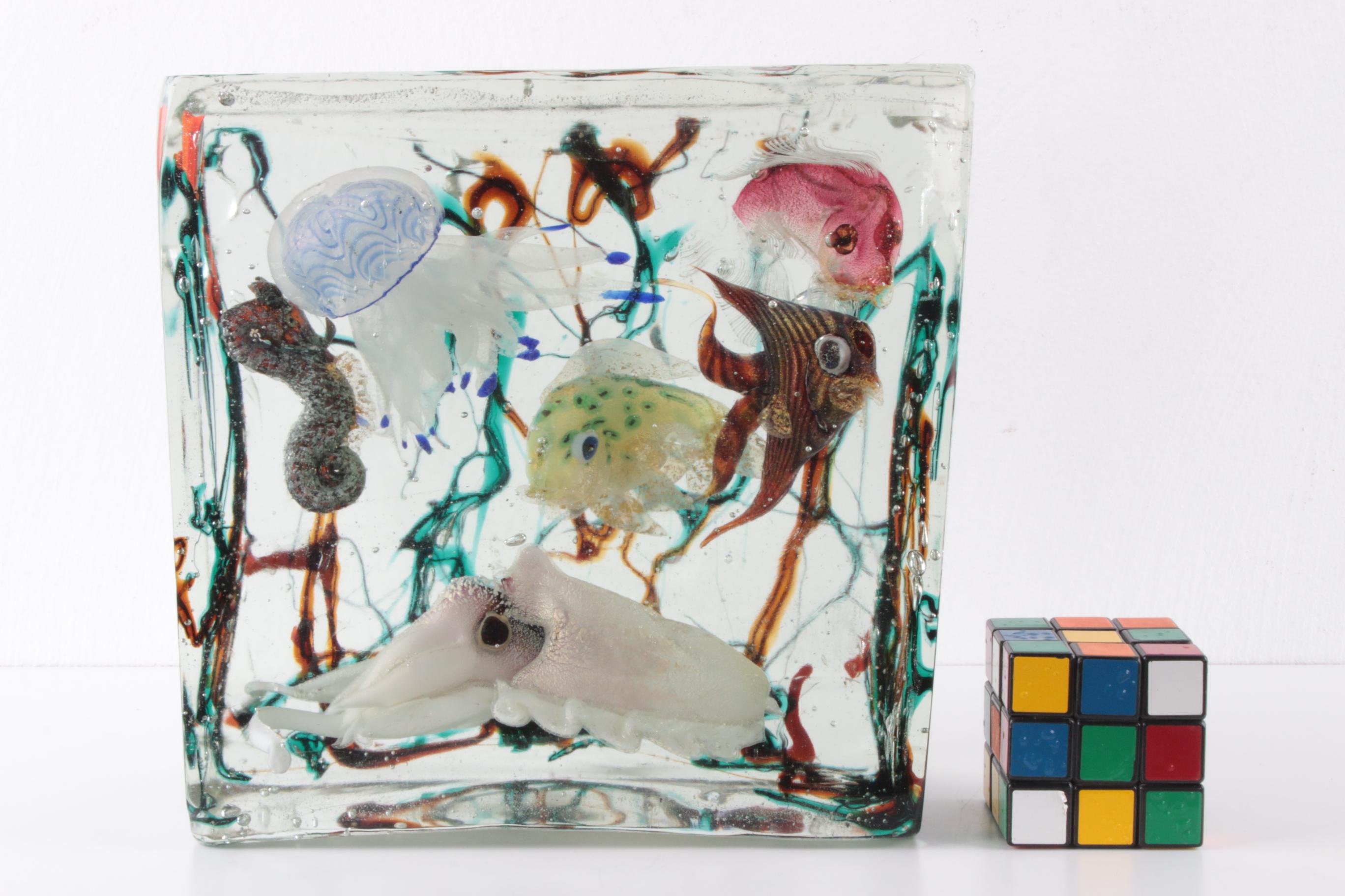 Very Rare Murano Glass Aquarium by Alfredo Barbini for Cenedese, 1960s For Sale 6
