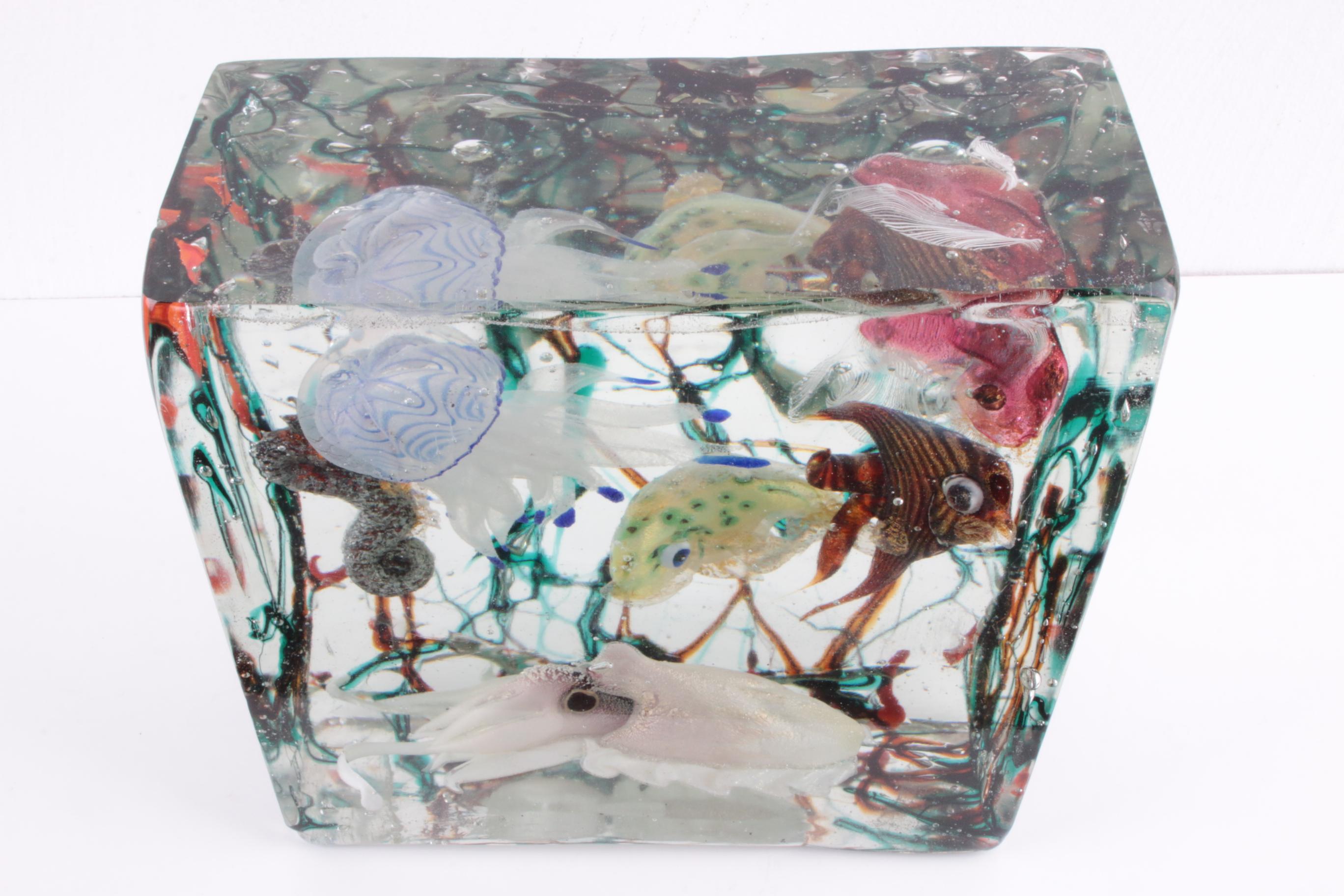 Mid-Century Modern Very Rare Murano Glass Aquarium by Alfredo Barbini for Cenedese, 1960s For Sale
