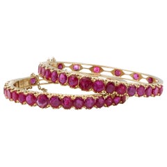 Antique Very Rare No Heat 36+ Carat Burma Rubies Pair of Bracelets