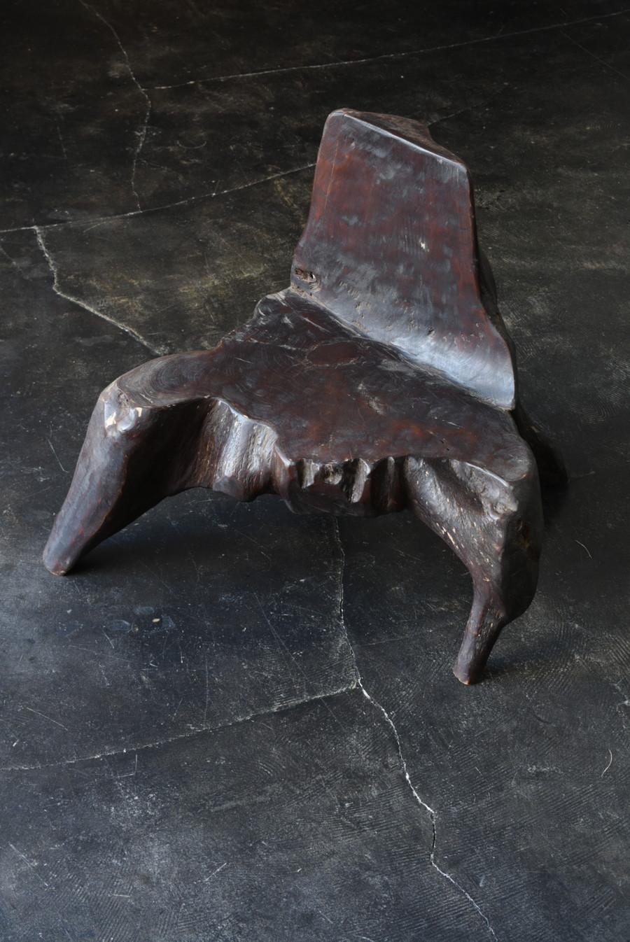 20th Century Very rare old wooden primitive low chair/1900-1950/originally in East Asia