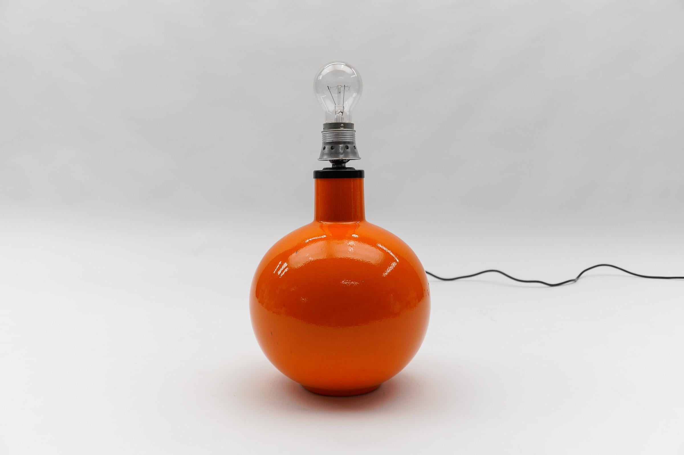 Very Rare Orange Ball Ceramic Table Lamp Base, Italy 1960s For Sale 1