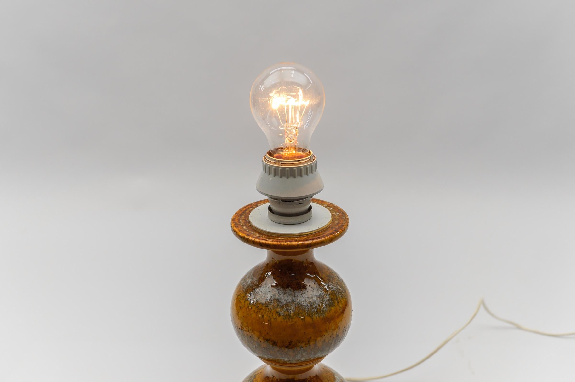 Very Rare Orange Ceramic Table Lamp Base from Kaiser Leuchten, Germany 1960s --- For Sale 6