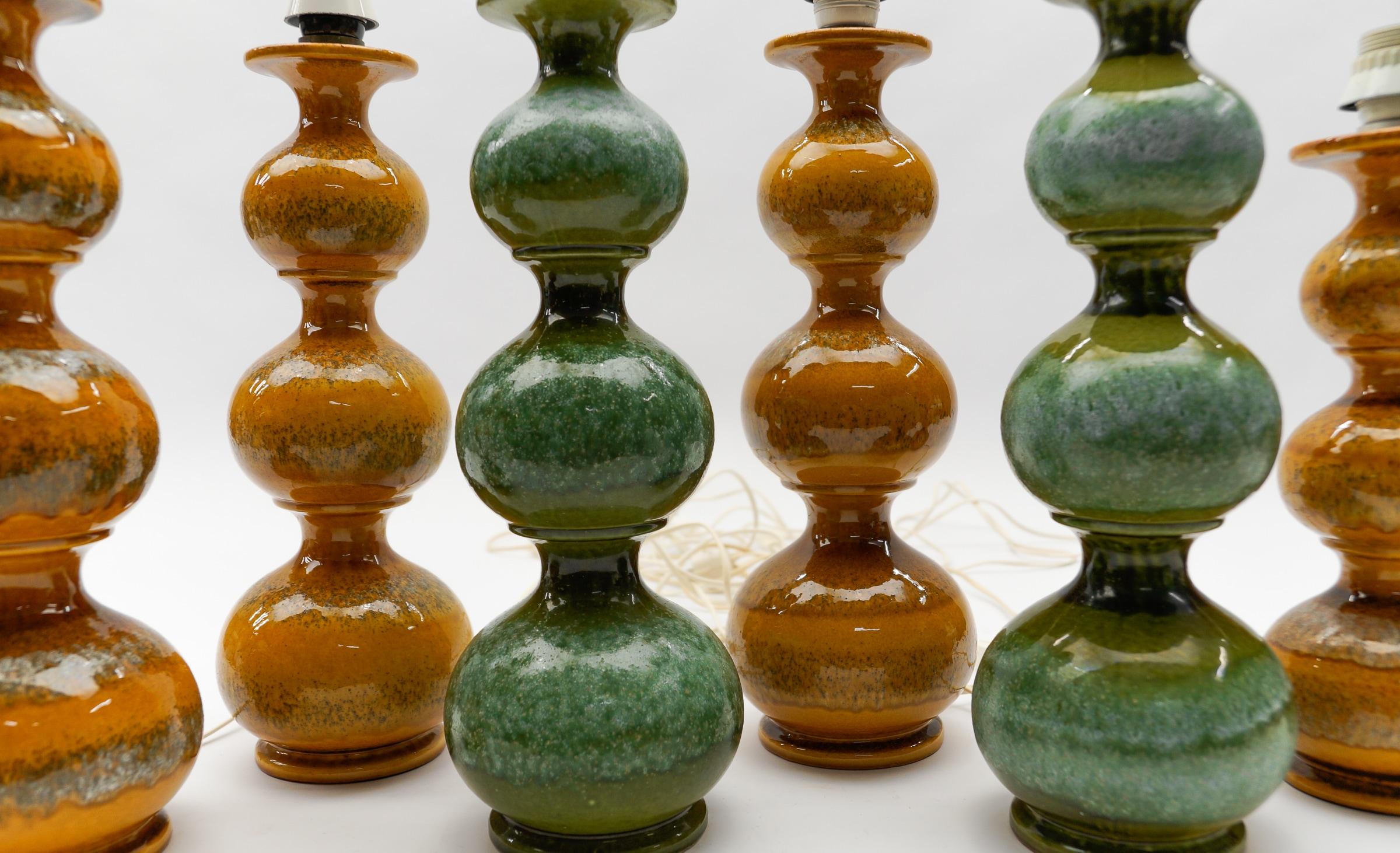 Rarissima base per lampada da tavolo in ceramica arancione di Kaiser Leuchten, Germania anni '60 - in vendita 8