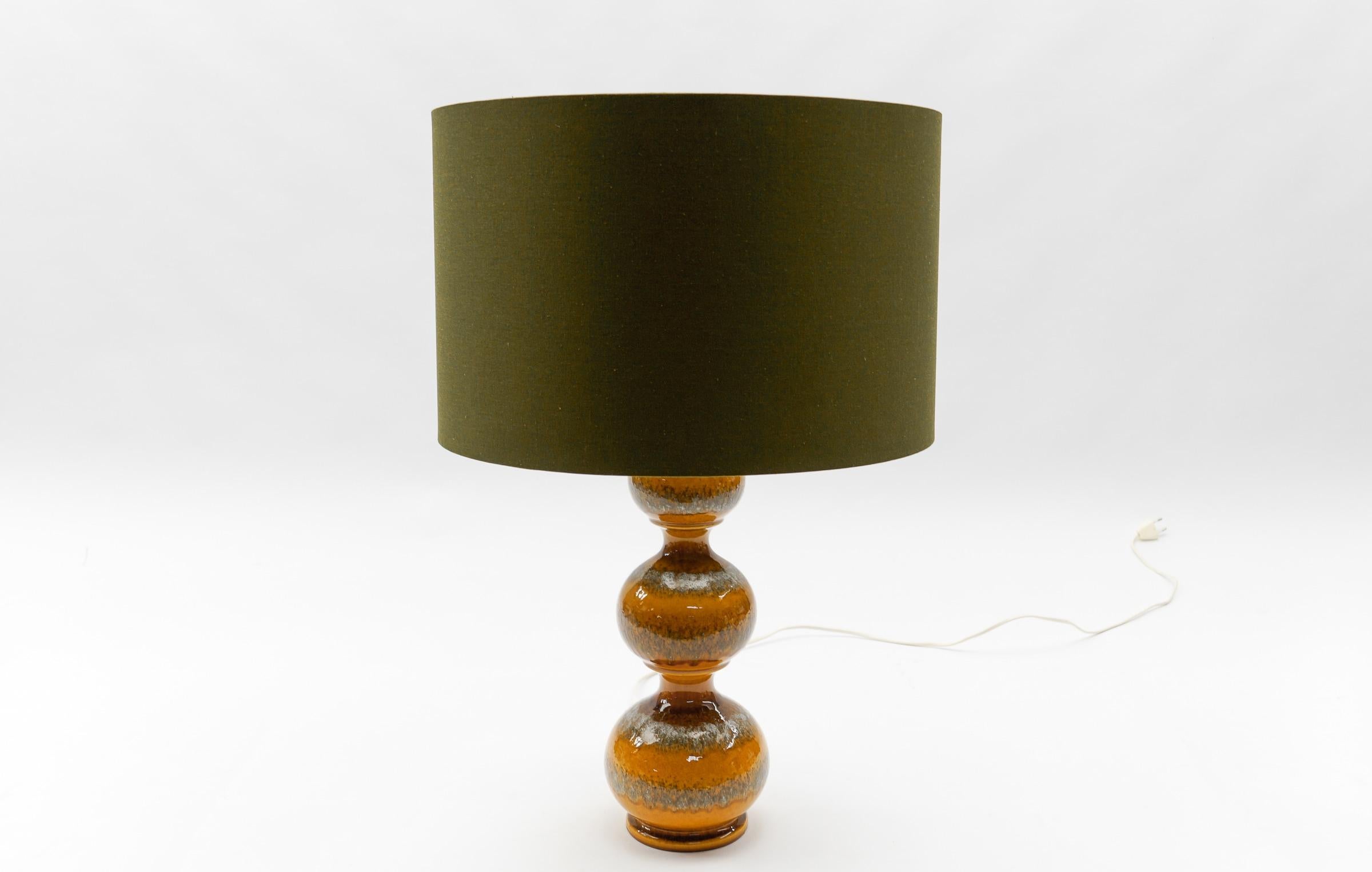 Space Age Very Rare Orange Ceramic Table Lamp Base from Kaiser Leuchten, Germany 1960s --- For Sale