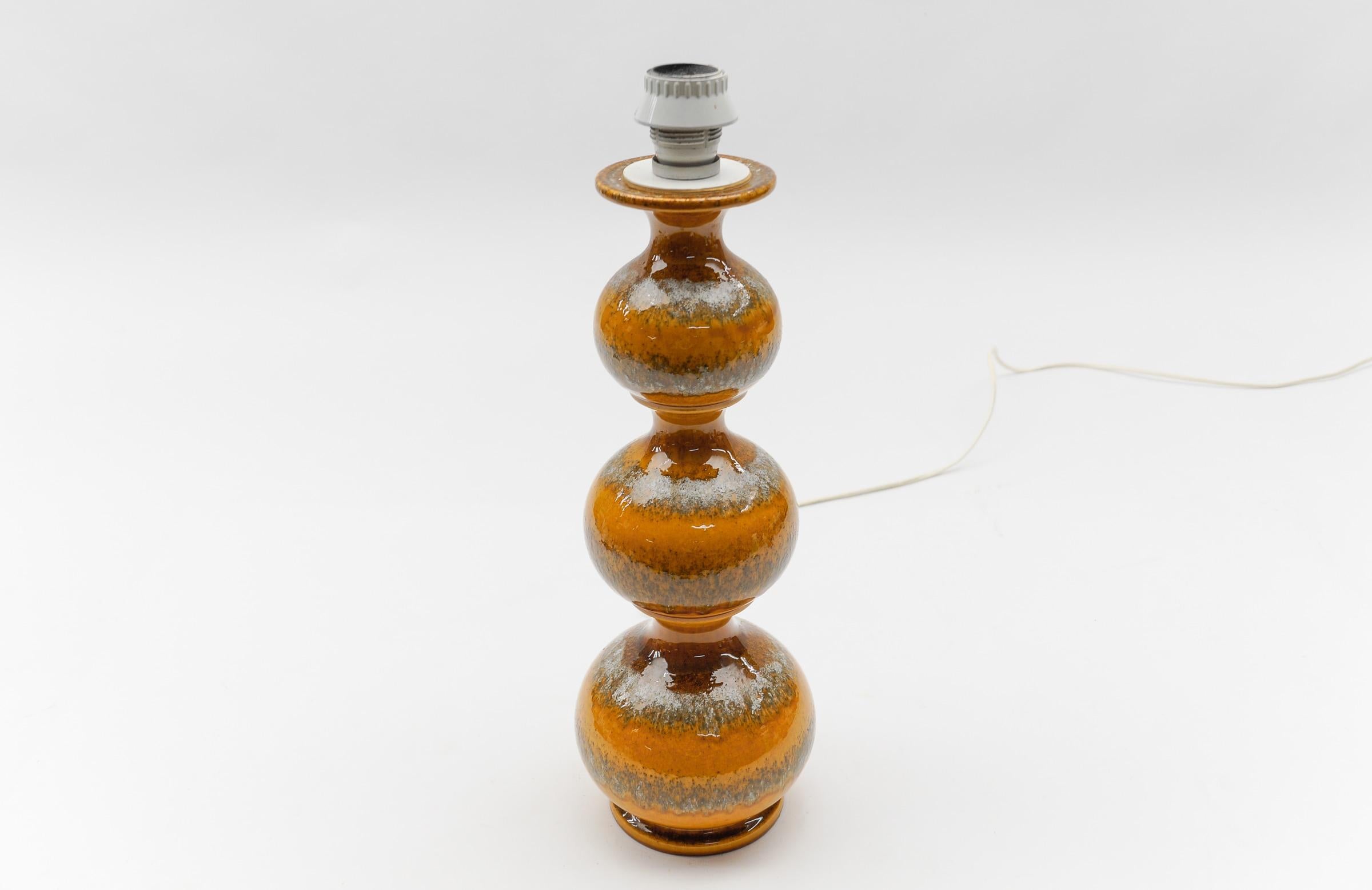 Very Rare Orange Ceramic Table Lamp Base from Kaiser Leuchten, Germany 1960s --- For Sale 3