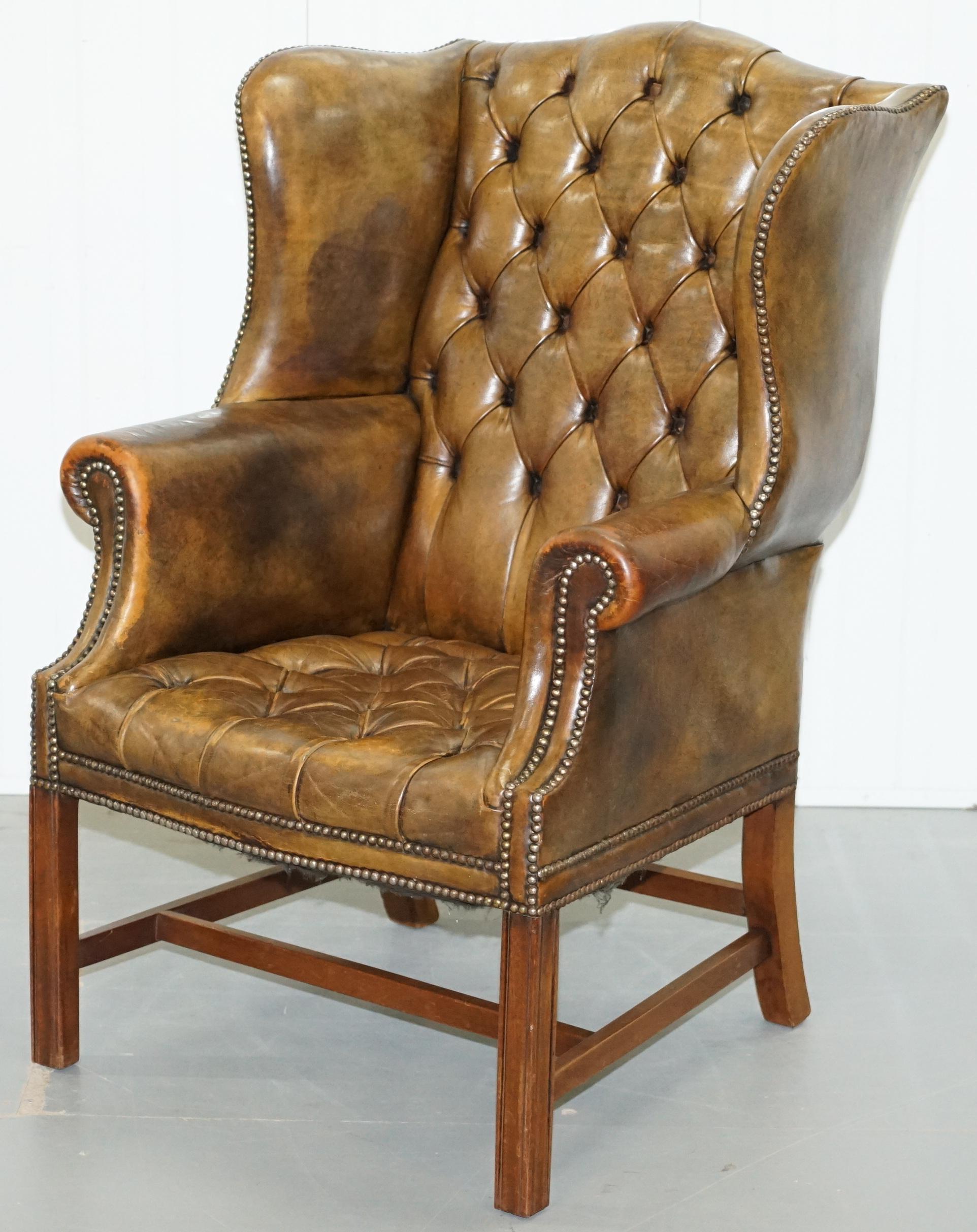 buttoned wingback chair