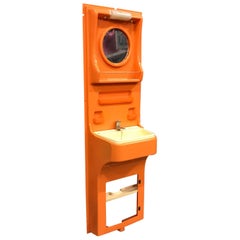 Très rare, meuble de toilette en plastique orange d'origine des années 1960 par Vidal, Espagne