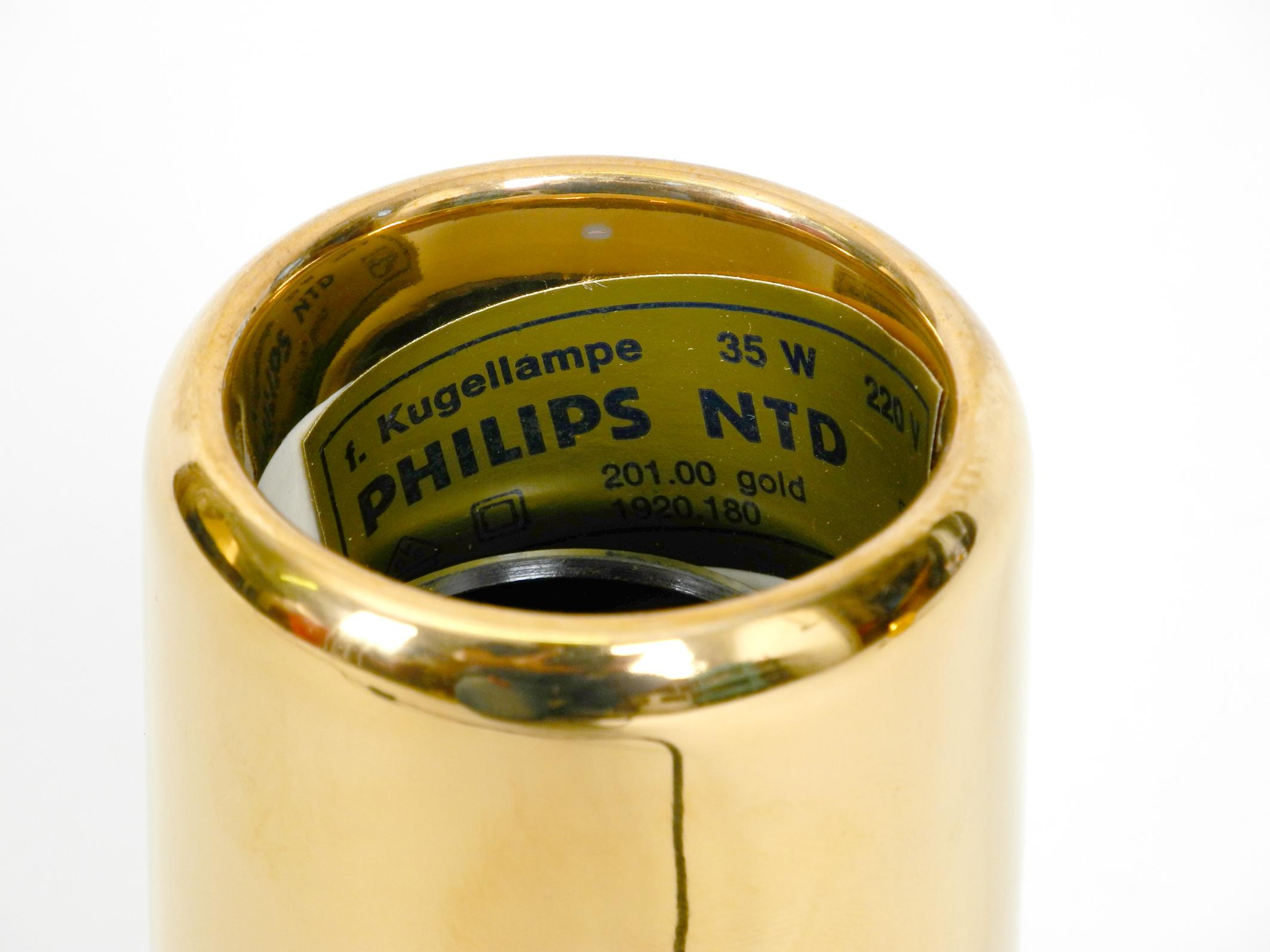 Very Rare Original 1970s Phillips NTD Ceramic Table Lamp in Gold Lacquer For Sale 2