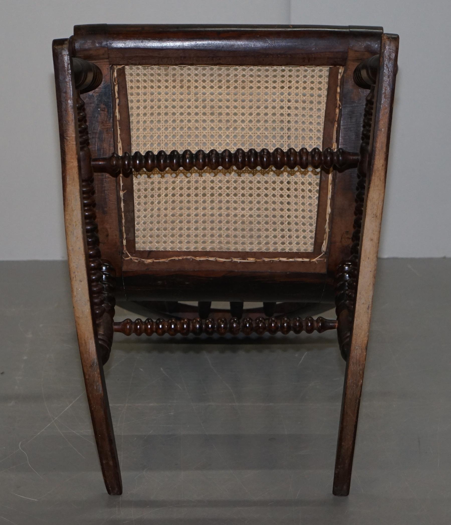 Very Rare Original Antique Victorian Bobbin Rocking Armchair Coromandel Painted 8