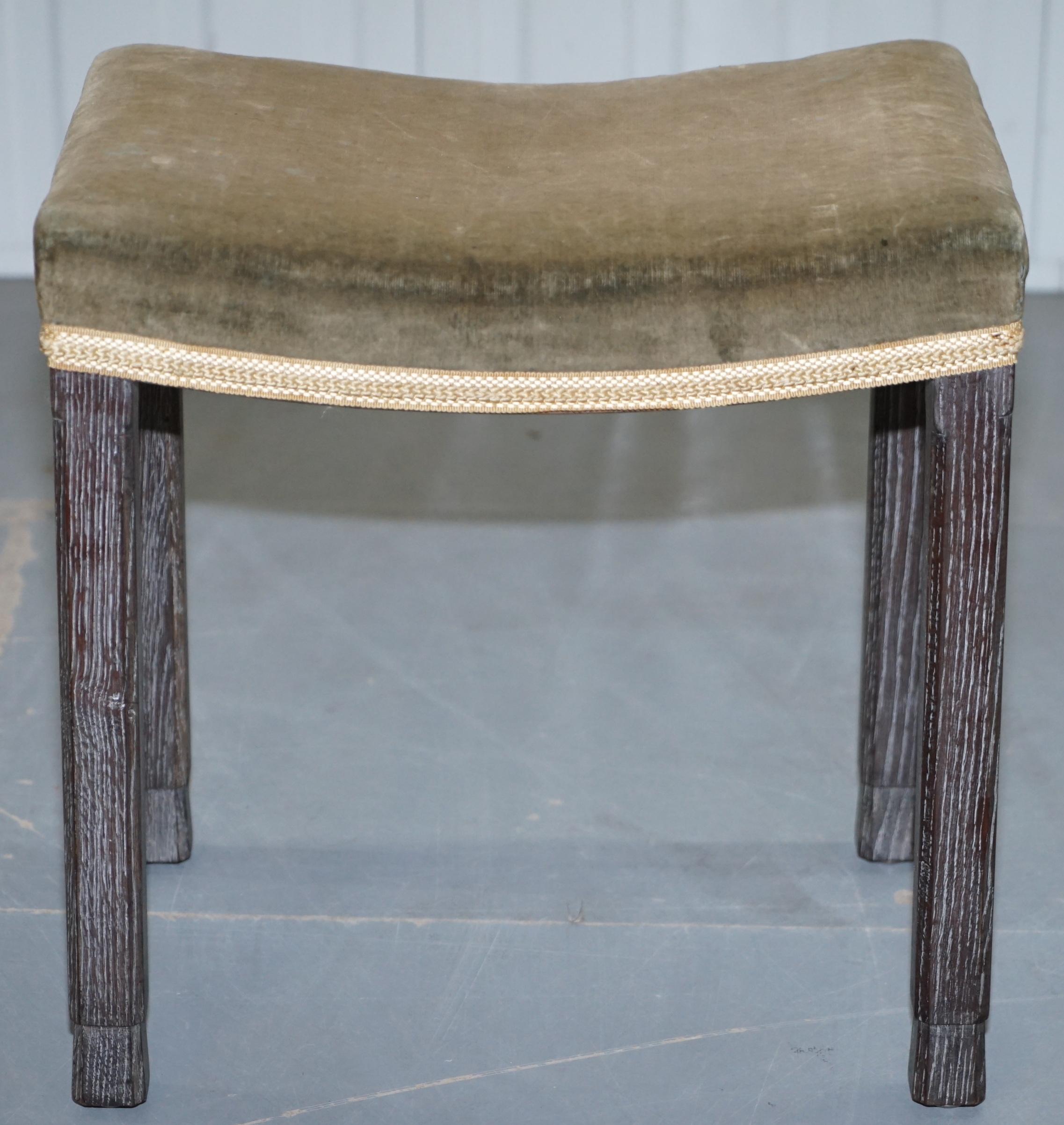 Upholstery Very Rare Original King George VI Coronation Stool 1937 Limed Oak by Maple & Co
