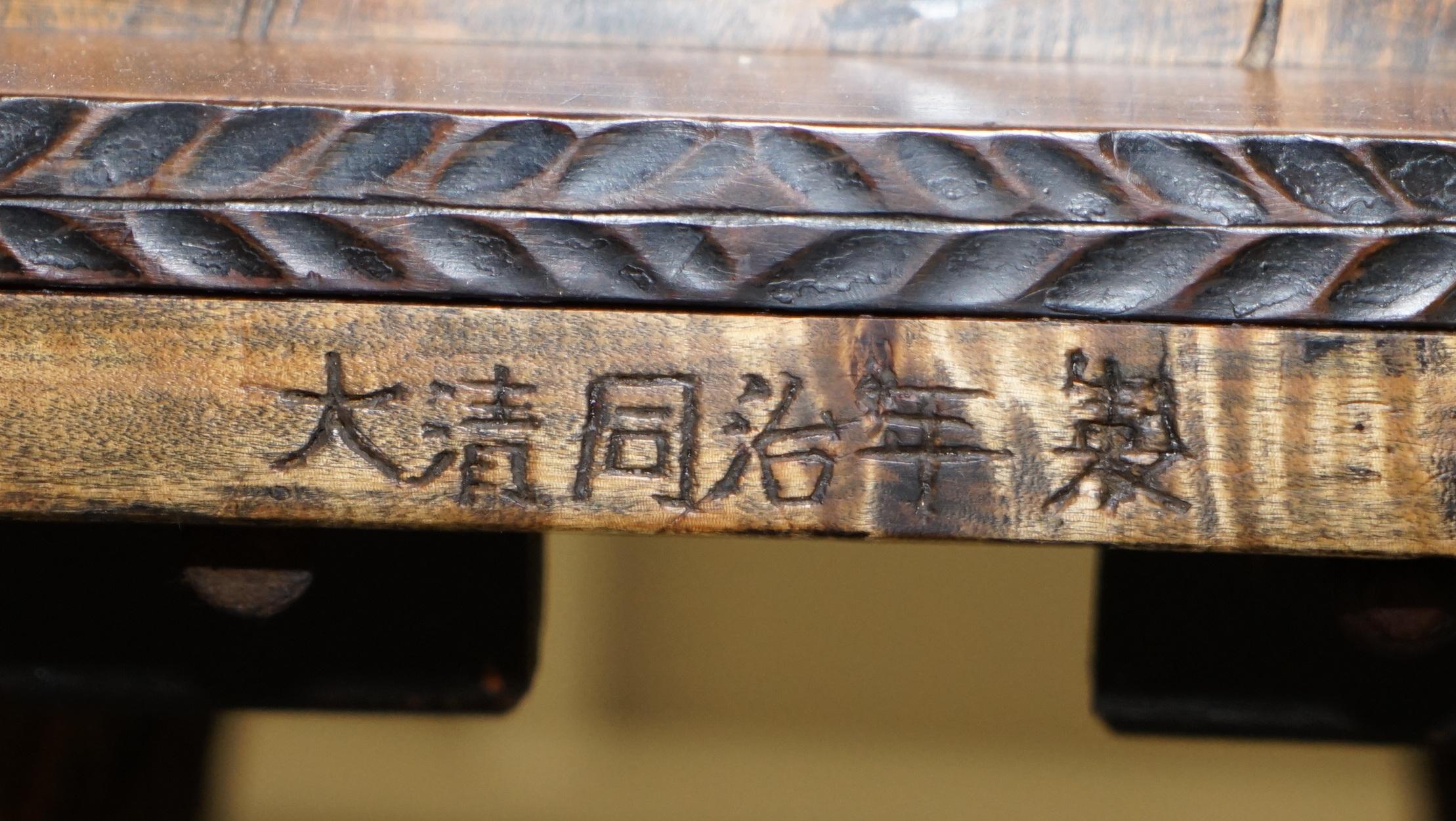 Sehr seltene Original Liberty's London signiert Qing Dynasty Stuhl florale Schnitzerei im Angebot 6