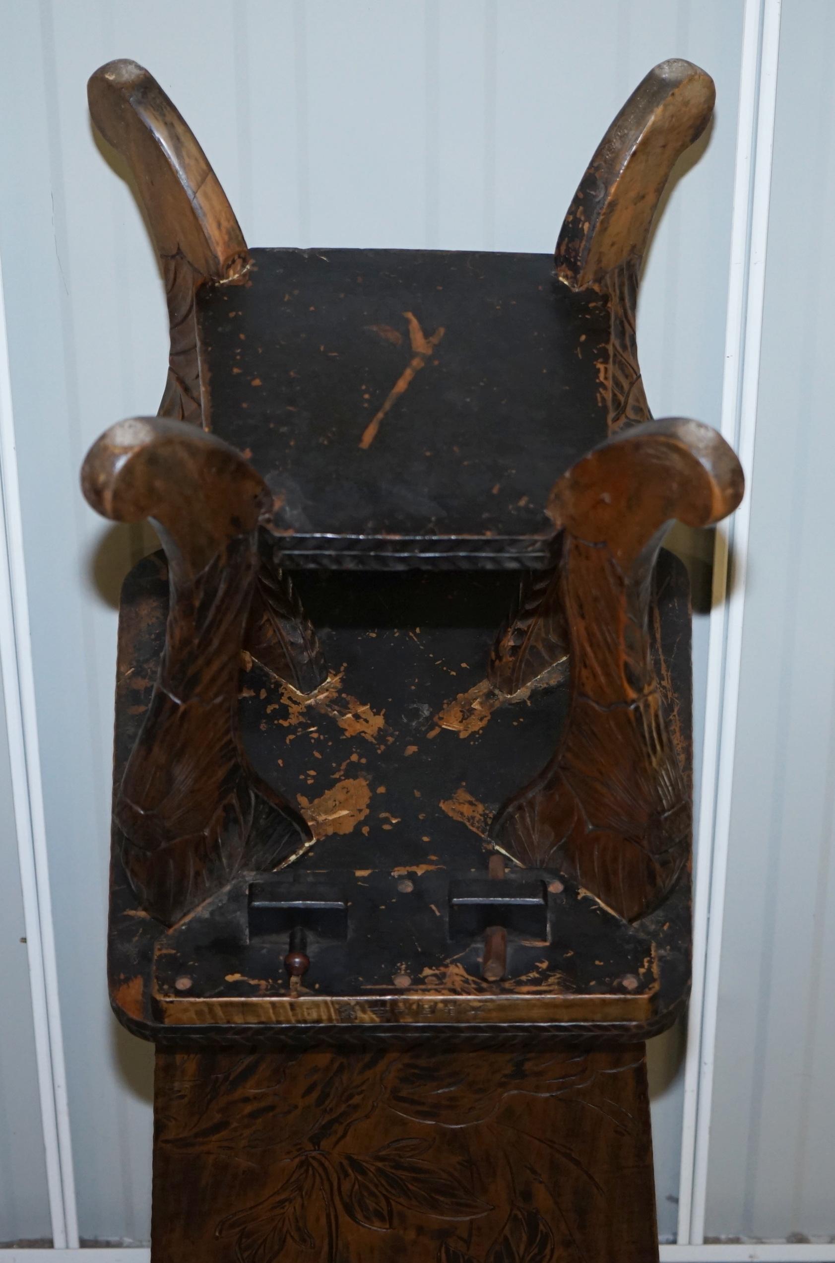 Very Rare Original Liberty's London Signed Qing Dynasty Chair Floral Carving For Sale 10
