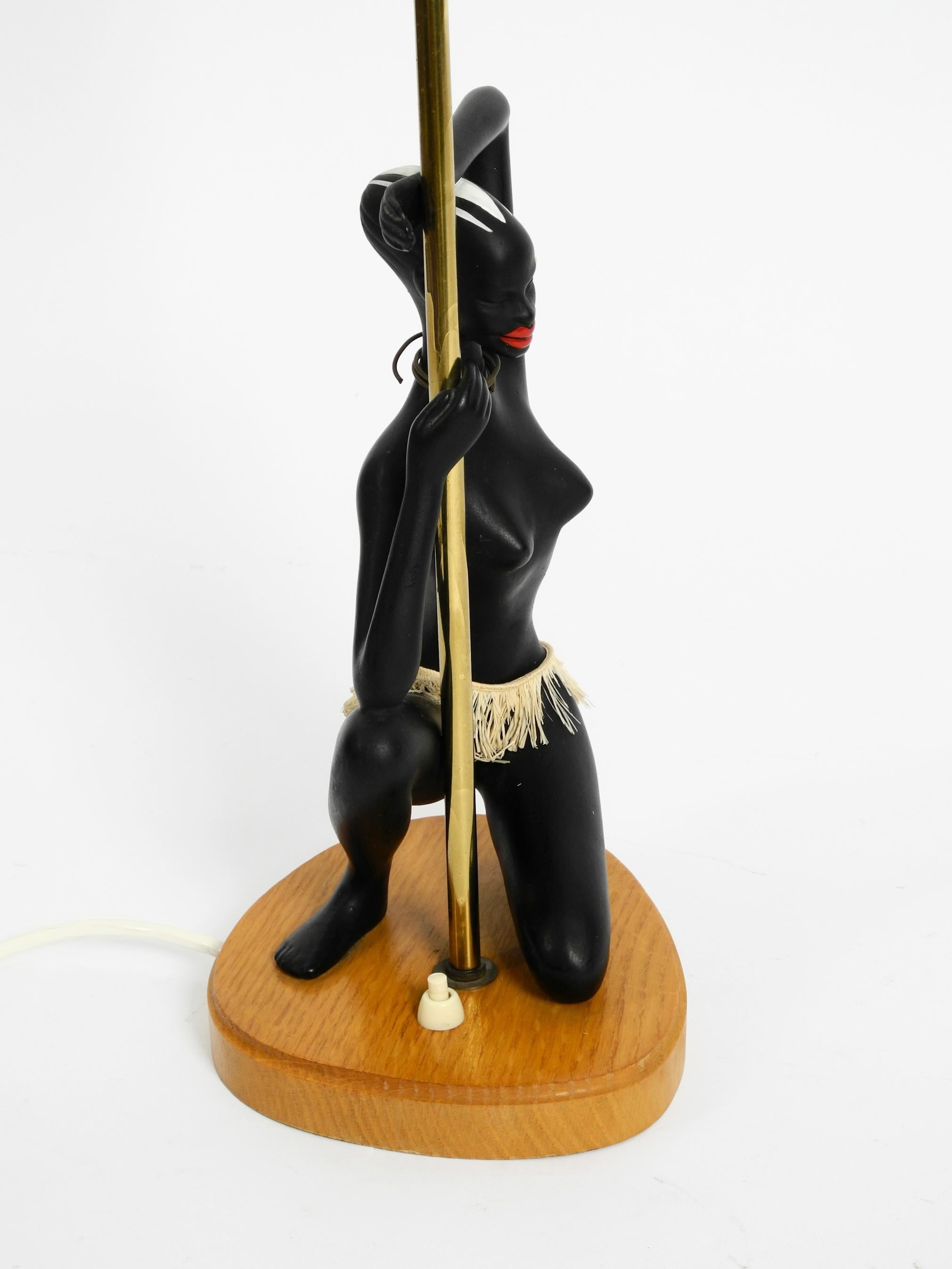 German Very Rare Original Midcentury Ceramic Figurativ Table Lamp by Cortendorf For Sale
