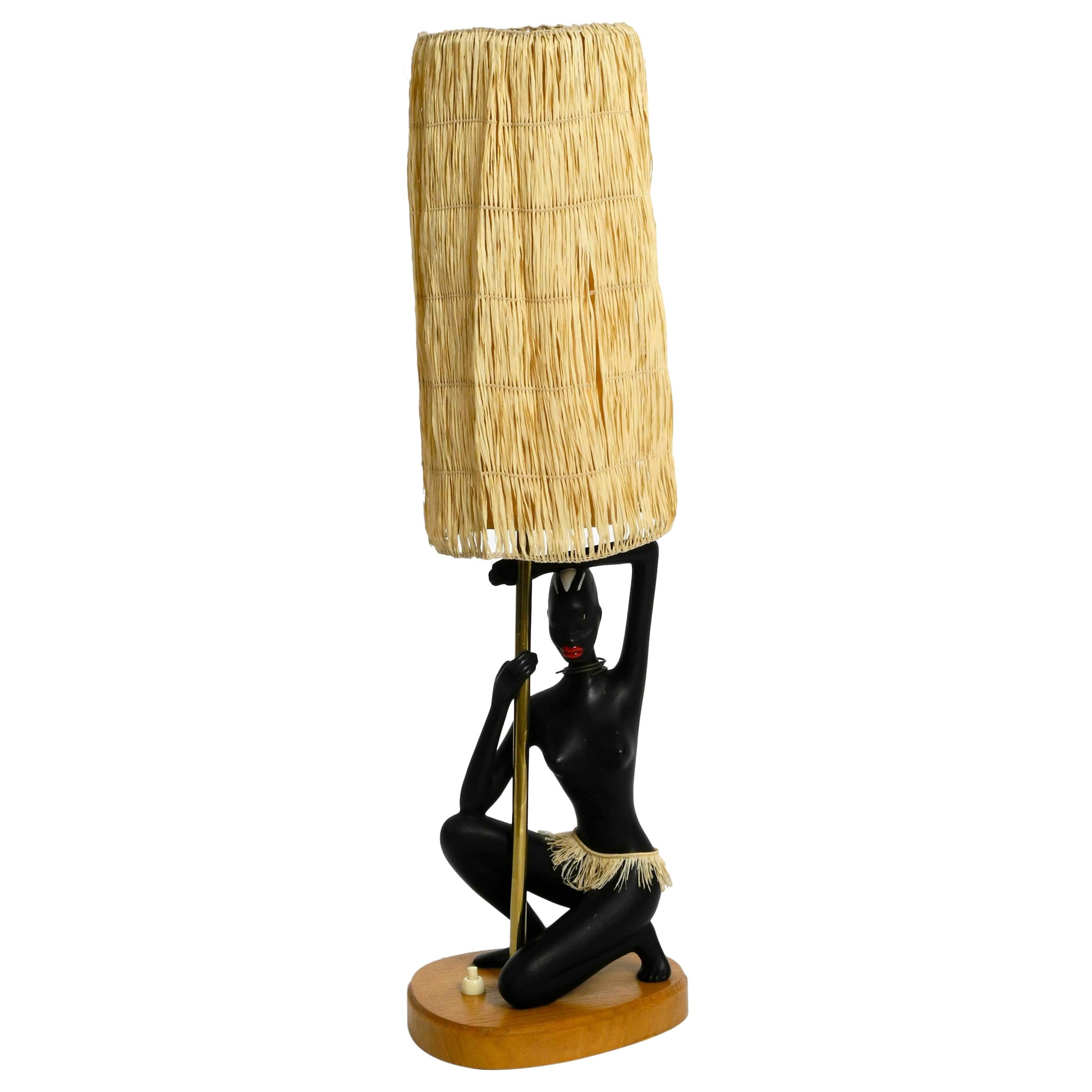 Very Rare Original Midcentury Ceramic Figurativ Table Lamp by Cortendorf For Sale