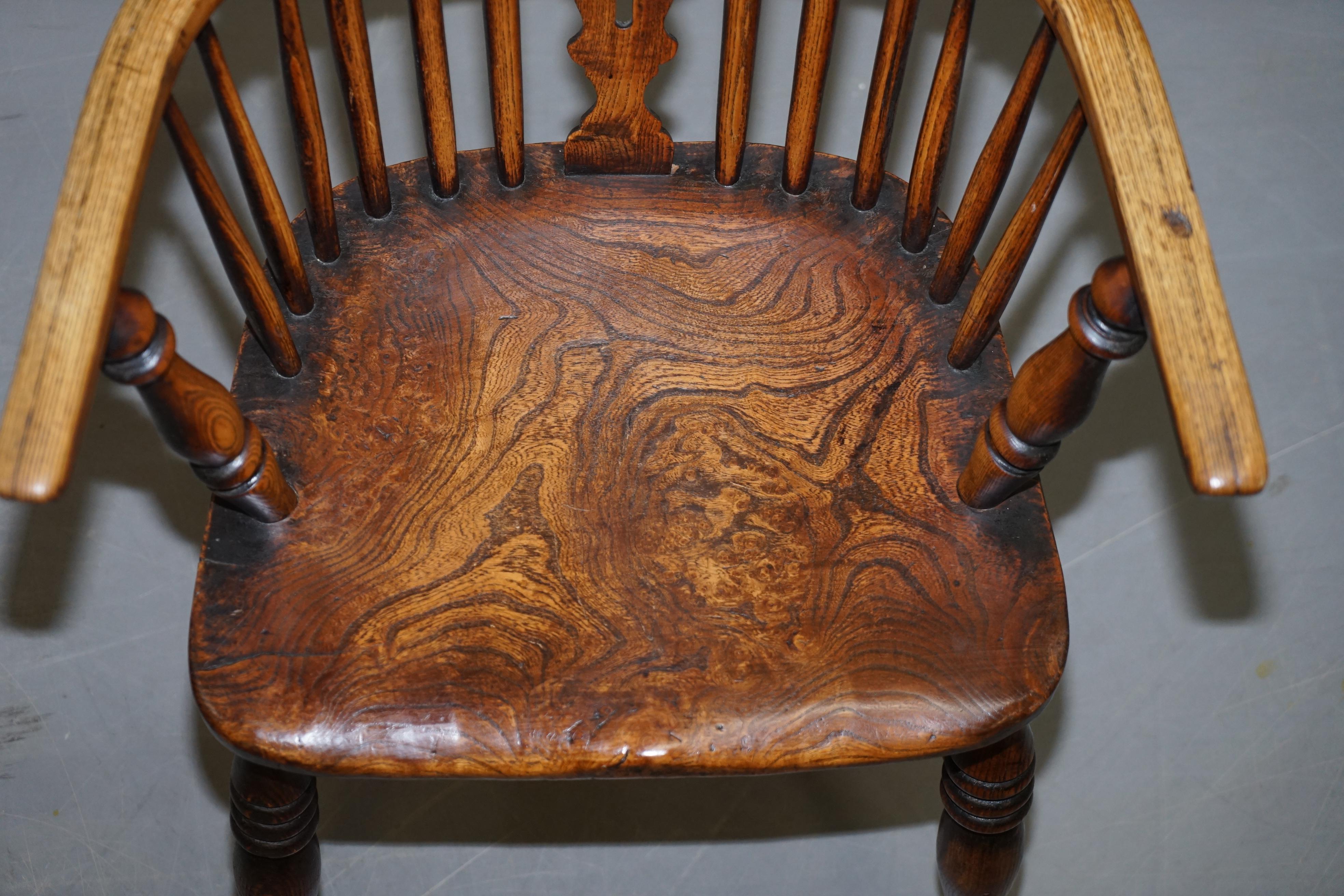 Hand-Crafted Very Rare Original Set of Eight circa 1860 English Windsor Armchairs Elm & Ash 8