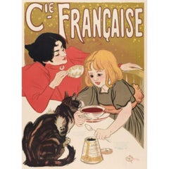 Steinlen, Unique Vintage Poster, Coffee Chocolate Tea, Mother Daughter Cat, 1895