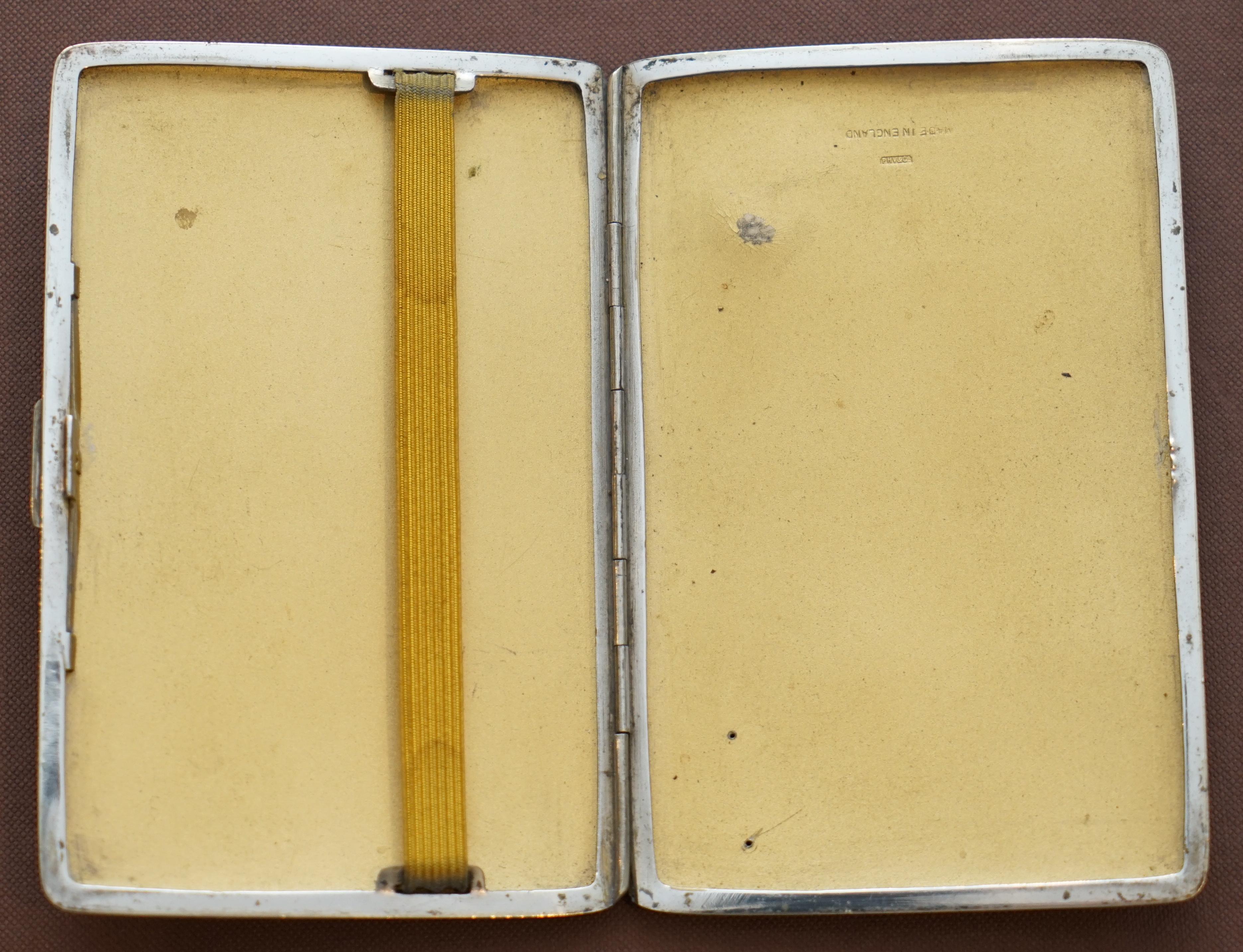 Art Deco Very Rare P H Vogel & Co Antique Shagreen Cigarette Case Silver & Gold Gilt For Sale