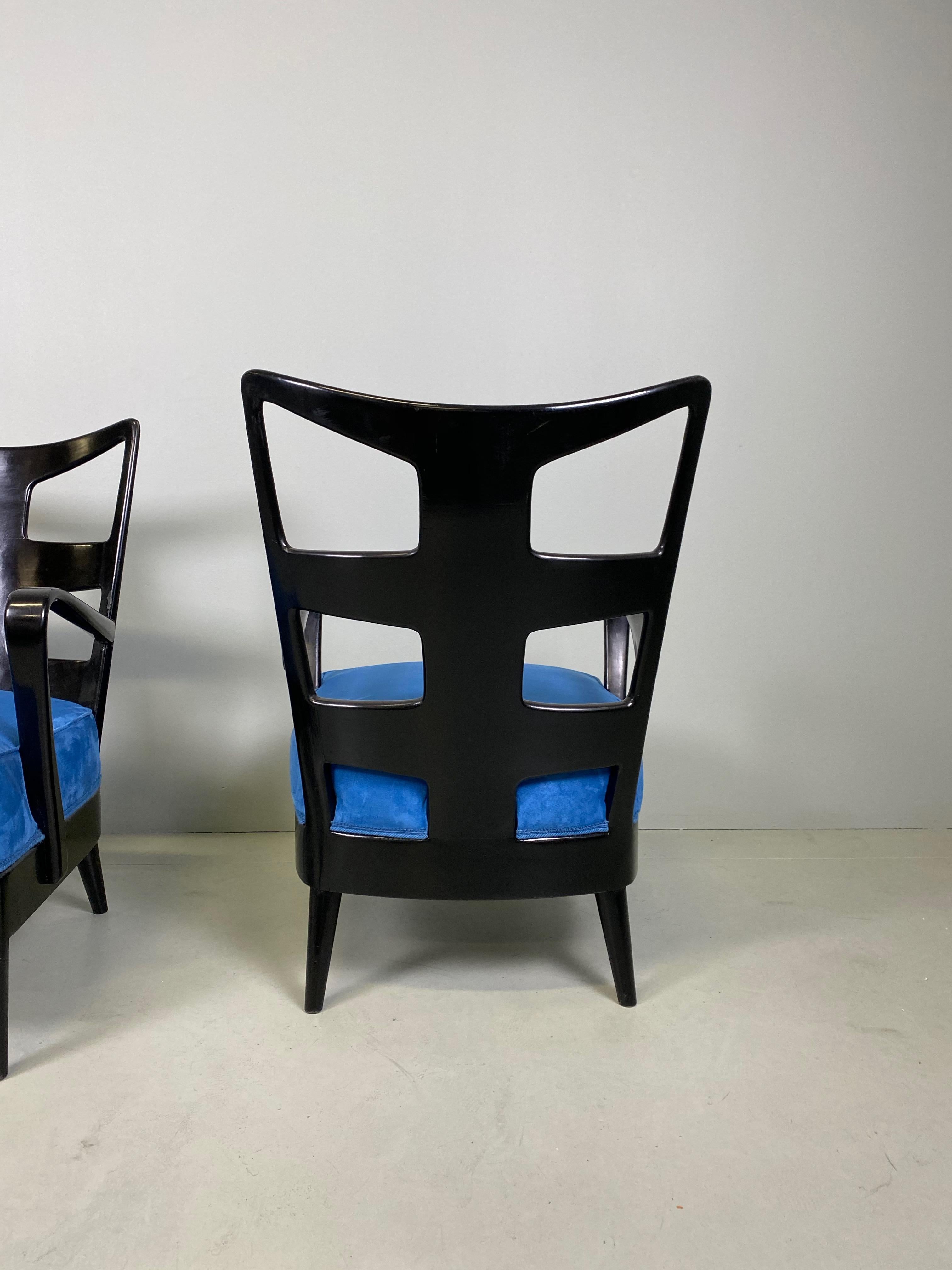 Very Rare Pair of armchairs Lacquered Walnut Edition Arredamento Borsani, Varedo 4