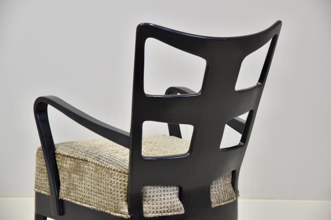 Seltenes Paar Sessel aus Nussbaumholz, ebonisiert, Auflage Arredamento Borsani, Varedo im Angebot 6