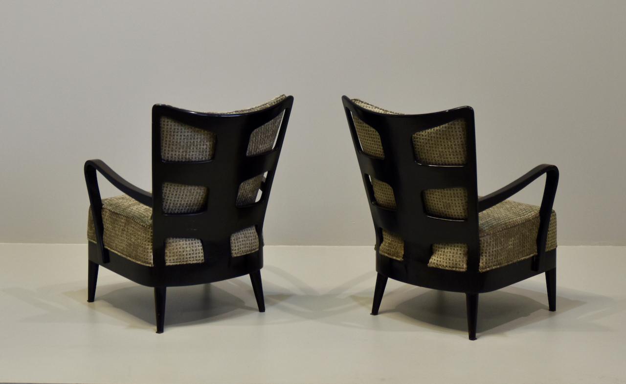 Seltenes Paar Sessel aus Nussbaumholz, ebonisiert, Auflage Arredamento Borsani, Varedo (20. Jahrhundert) im Angebot
