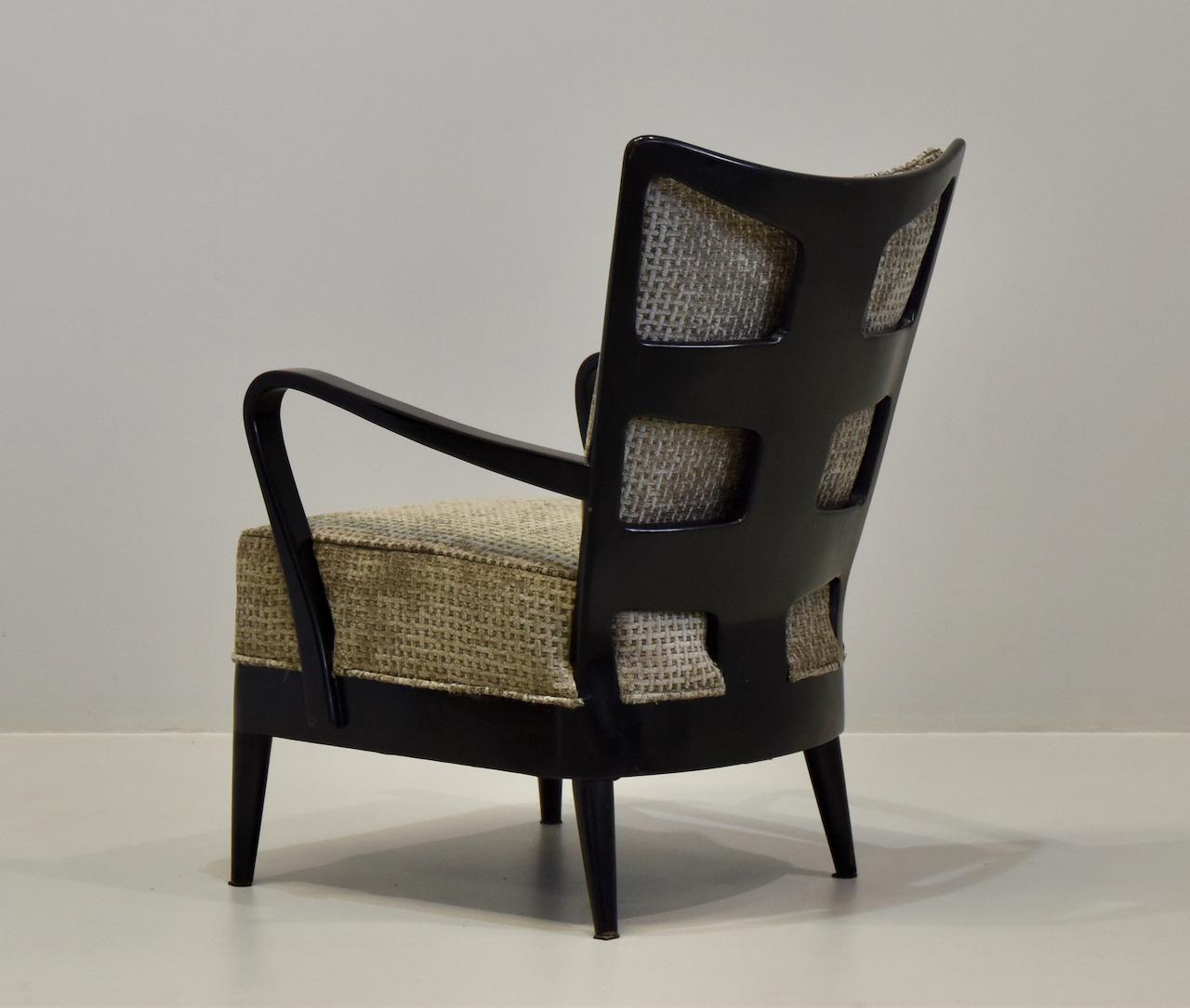 Seltenes Paar Sessel aus Nussbaumholz, ebonisiert, Auflage Arredamento Borsani, Varedo im Angebot 2