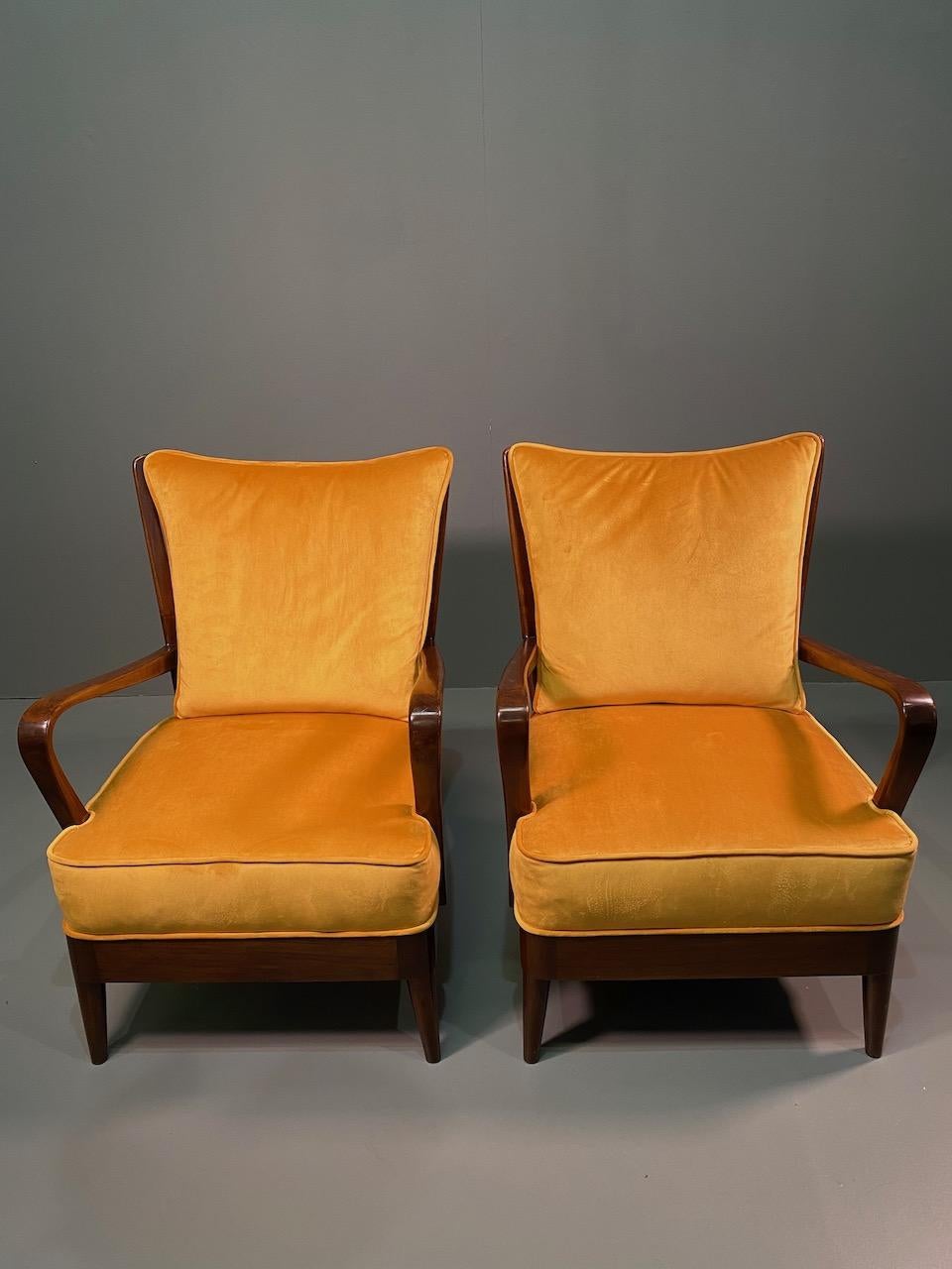 Very Rare Pair of Armchairs Walnut Edition Arredamento Borsani, Varedo 7