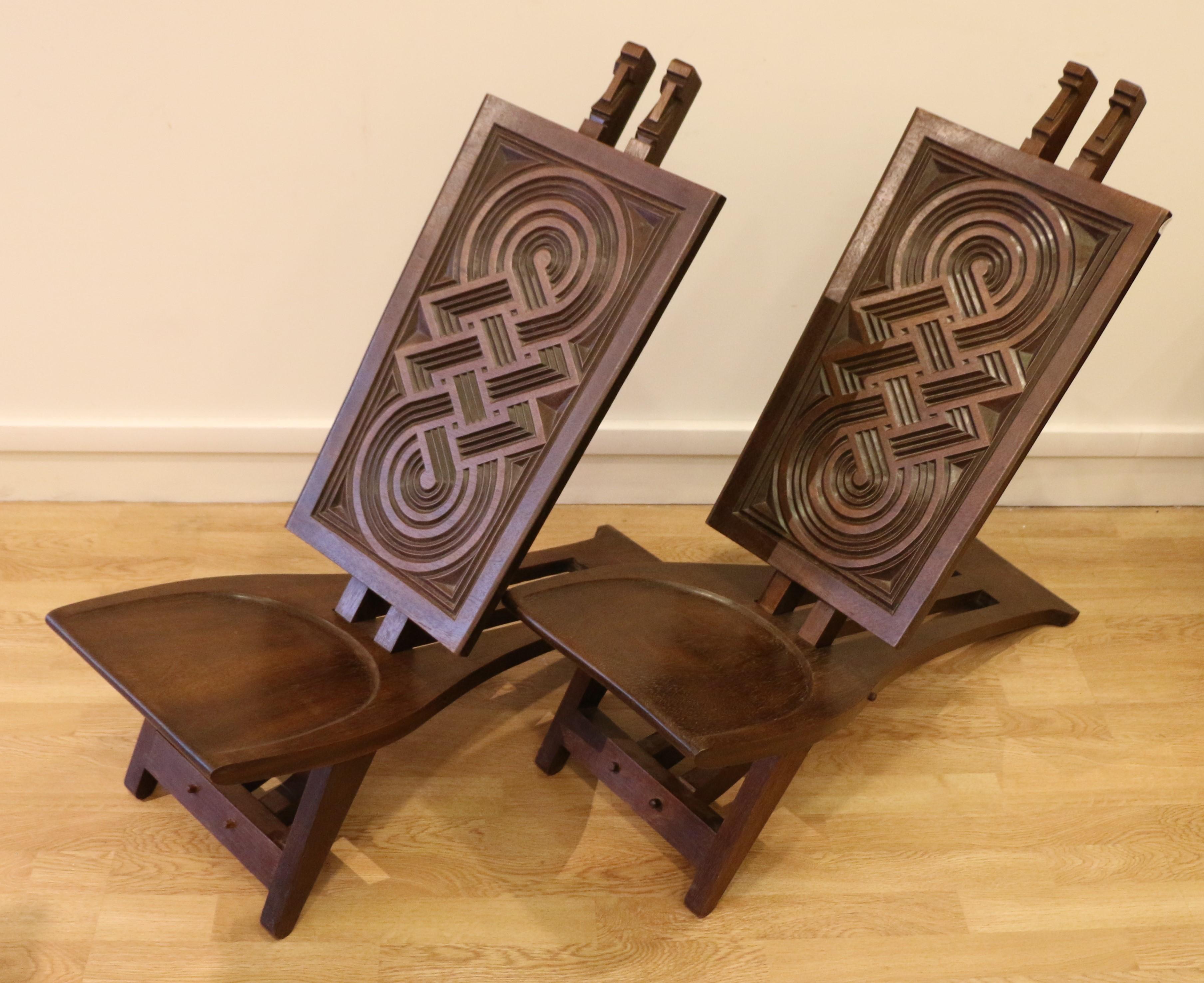 Mid-20th Century Very Rare Pair of Art Deco Chairs from the Paris Colonial Exhibition in 1931