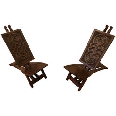 Very Rare Pair of Art Deco Chairs from the Paris Colonial Exhibition in 1931